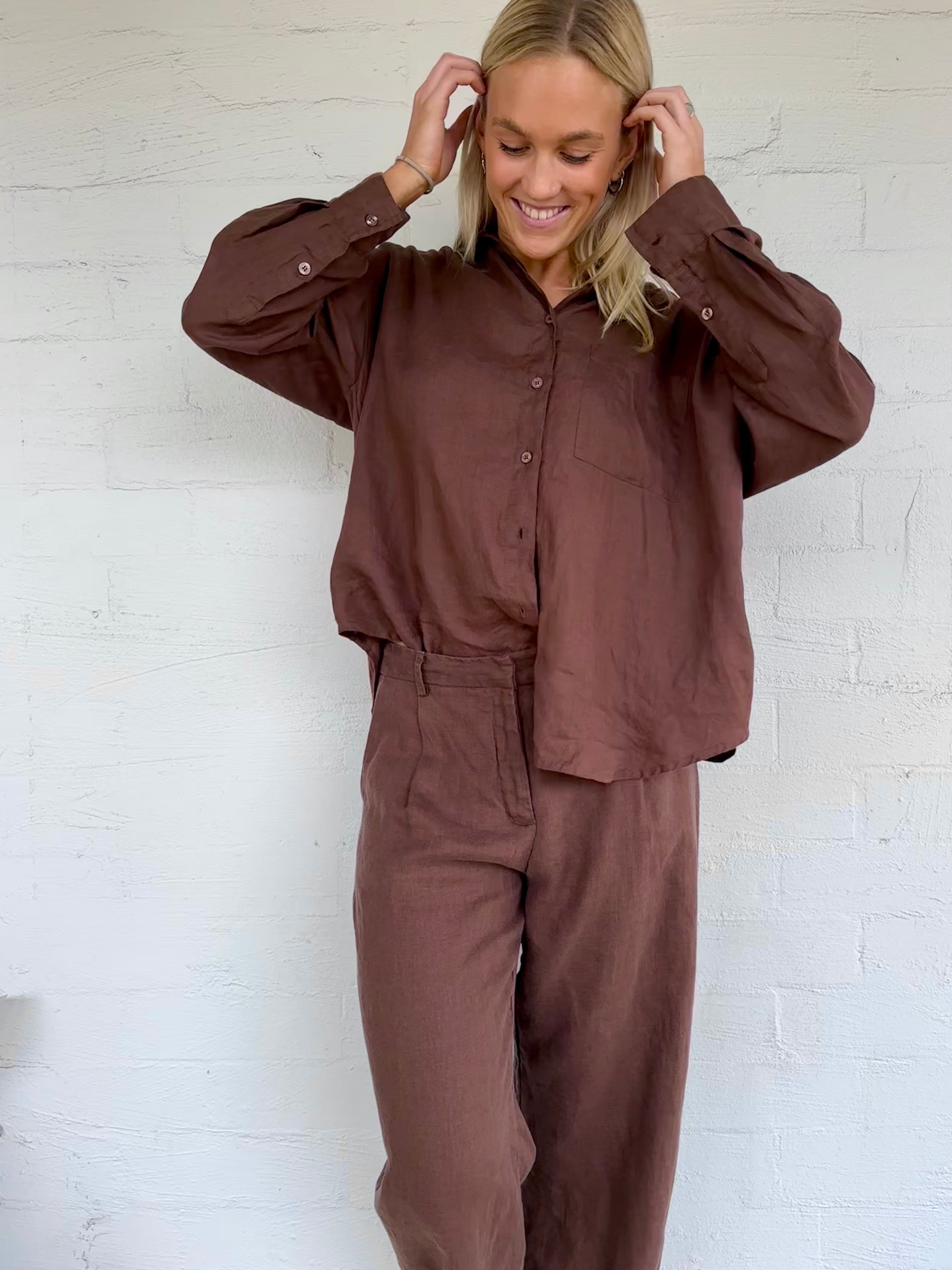 Daily Shirt - Chocolate Linen