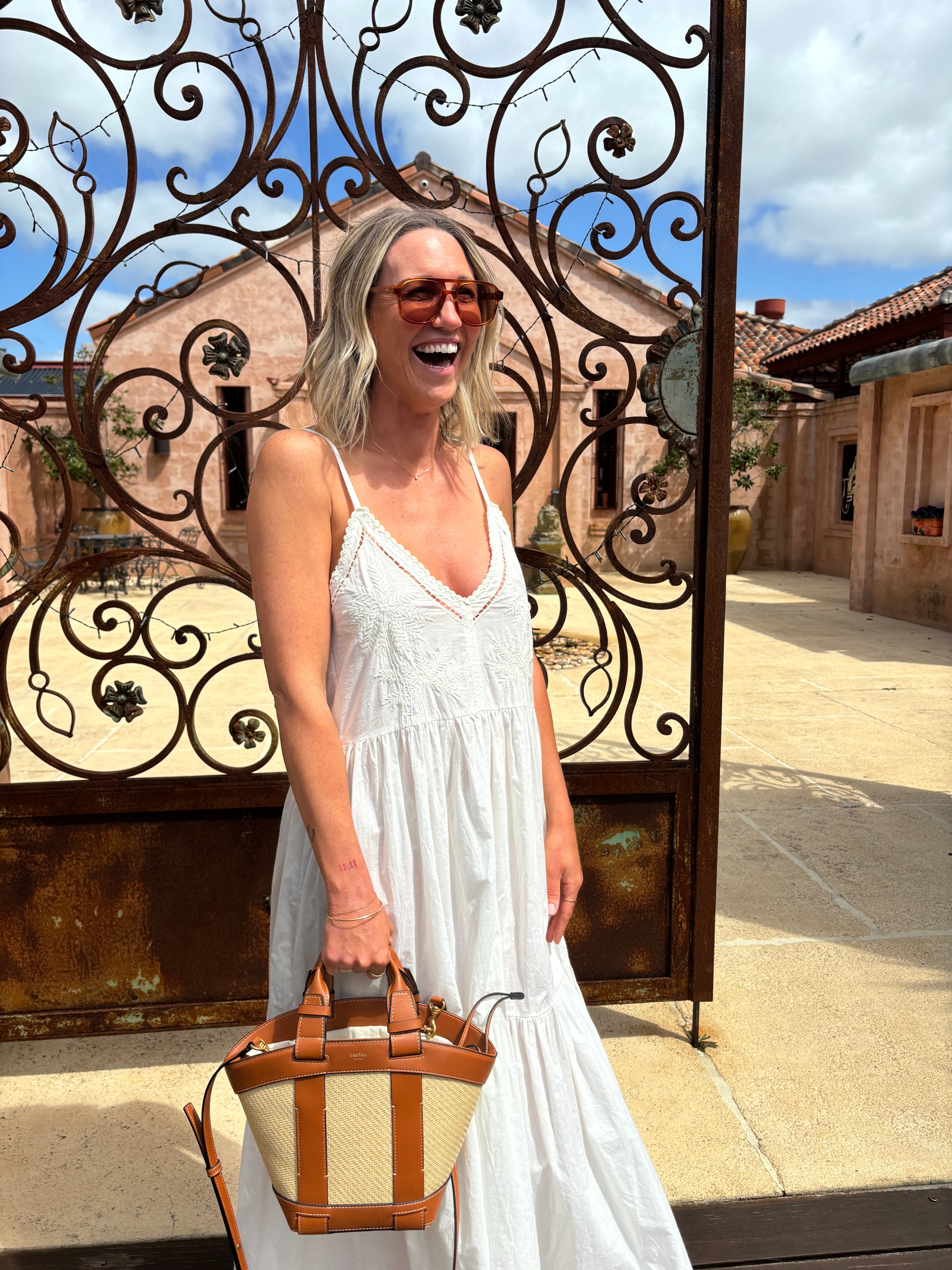 Palm Maxi - Embroidered White