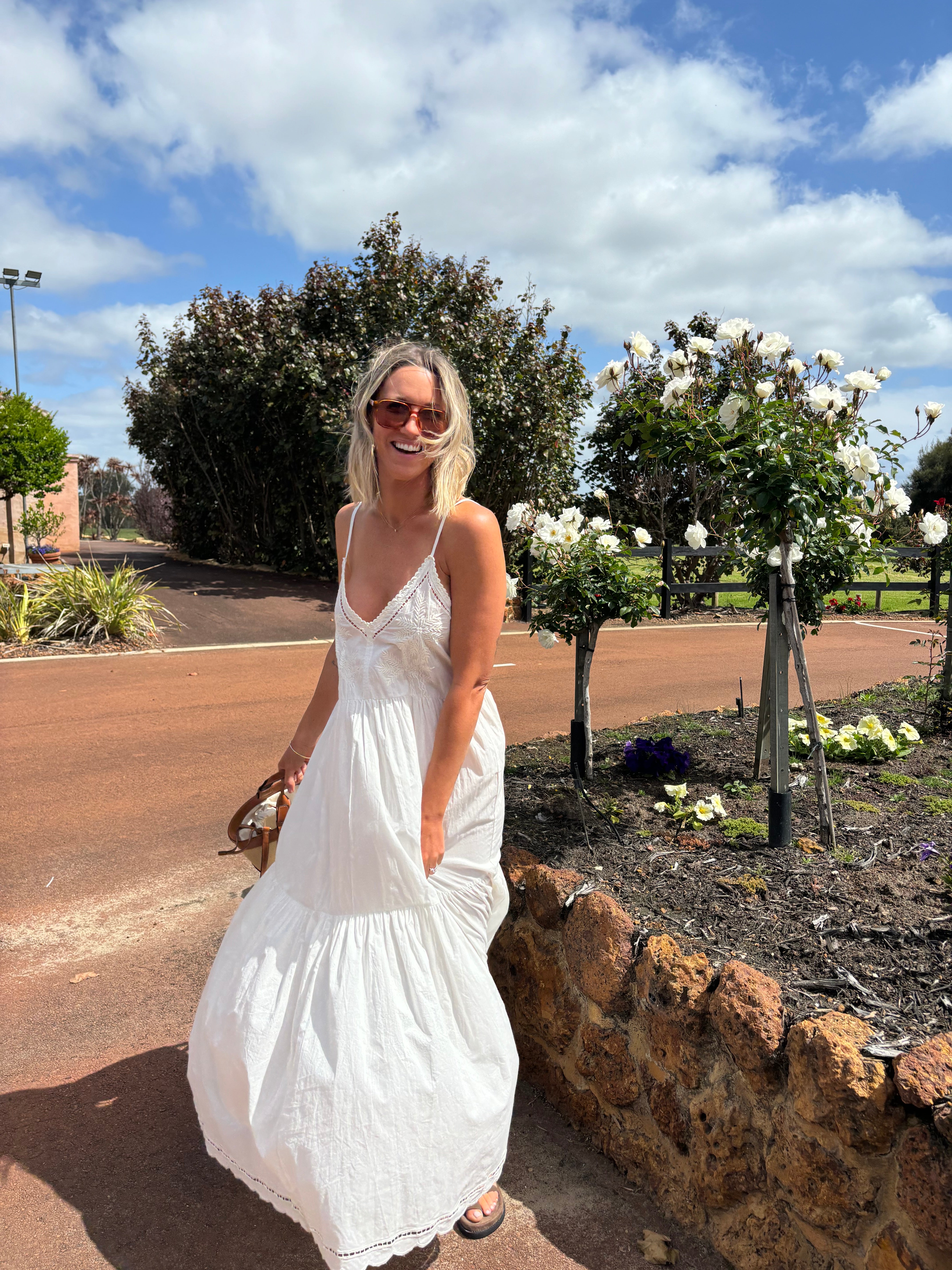 Palm Maxi - Embroidered White