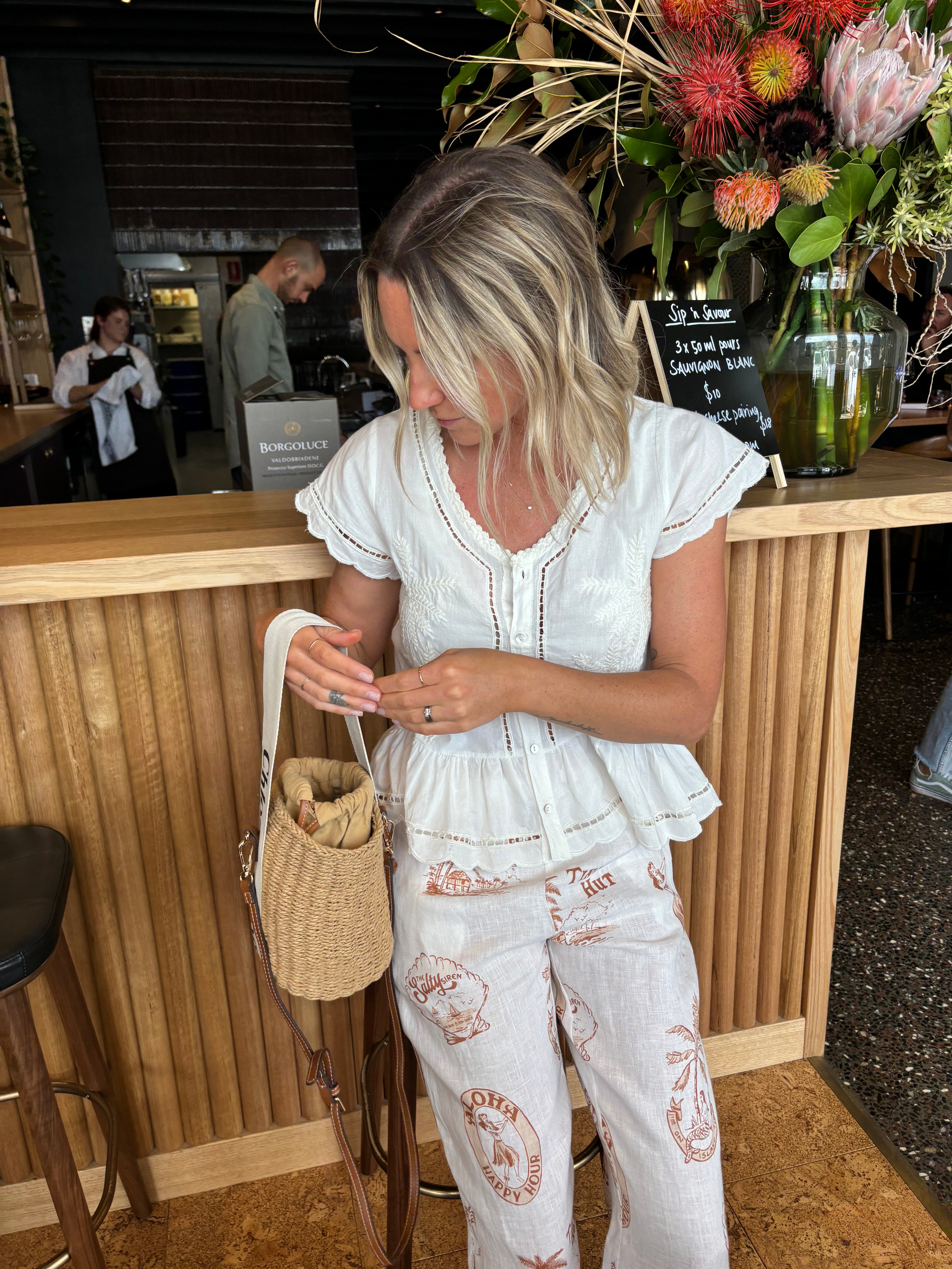 Palm Top ~ Embroidered White