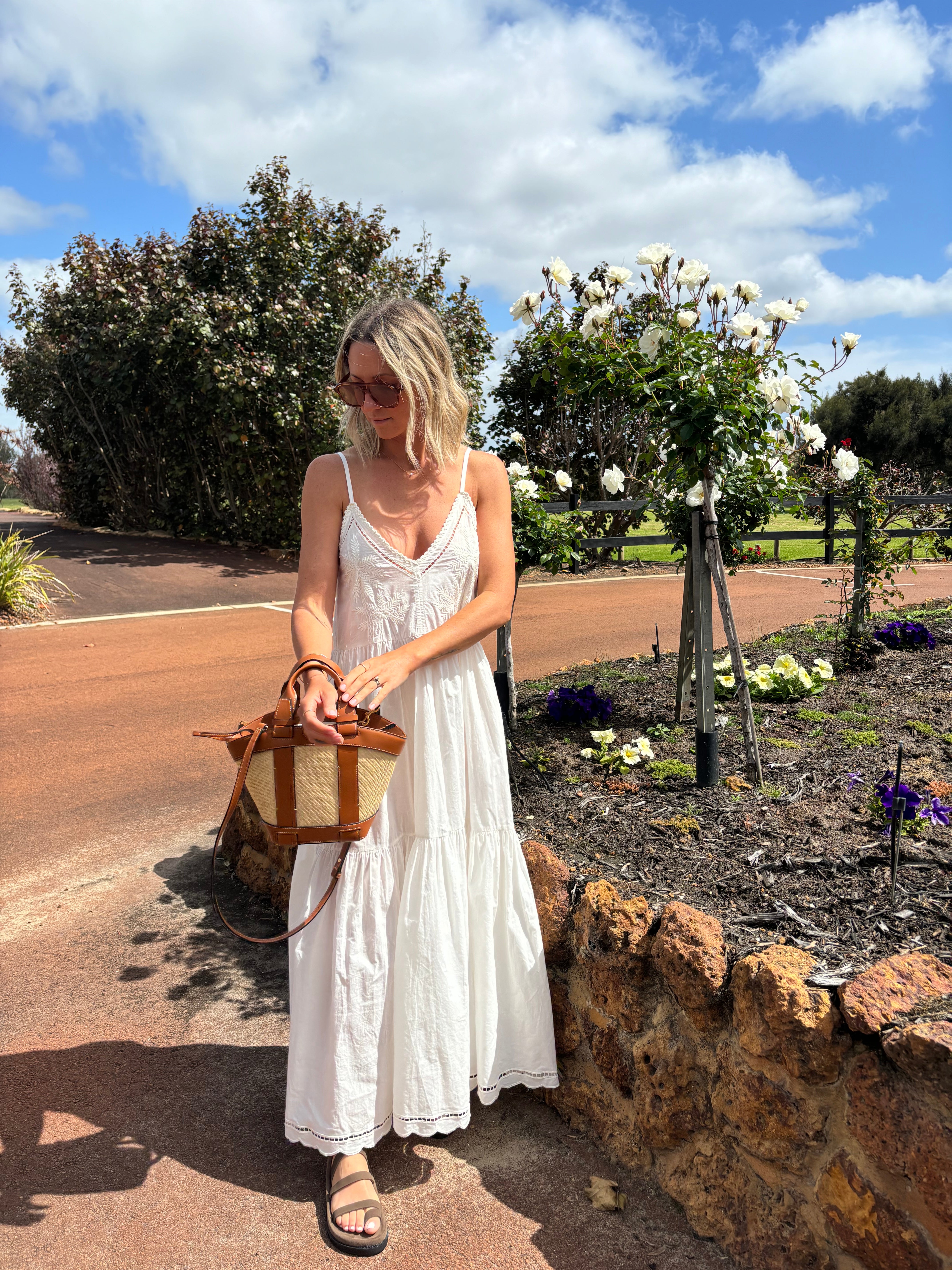 Palm Maxi - Embroidered White