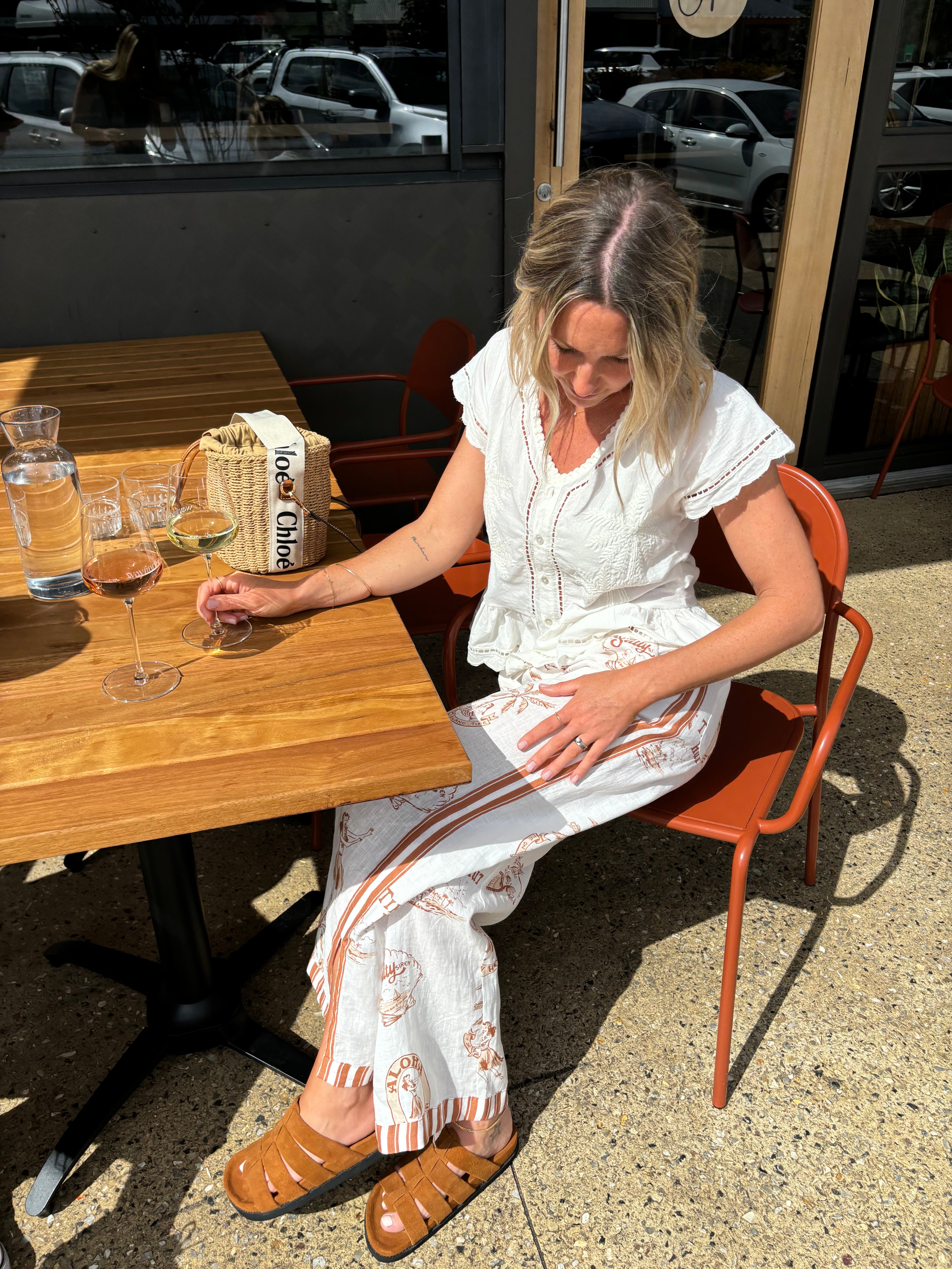 Palm Top ~ Embroidered White