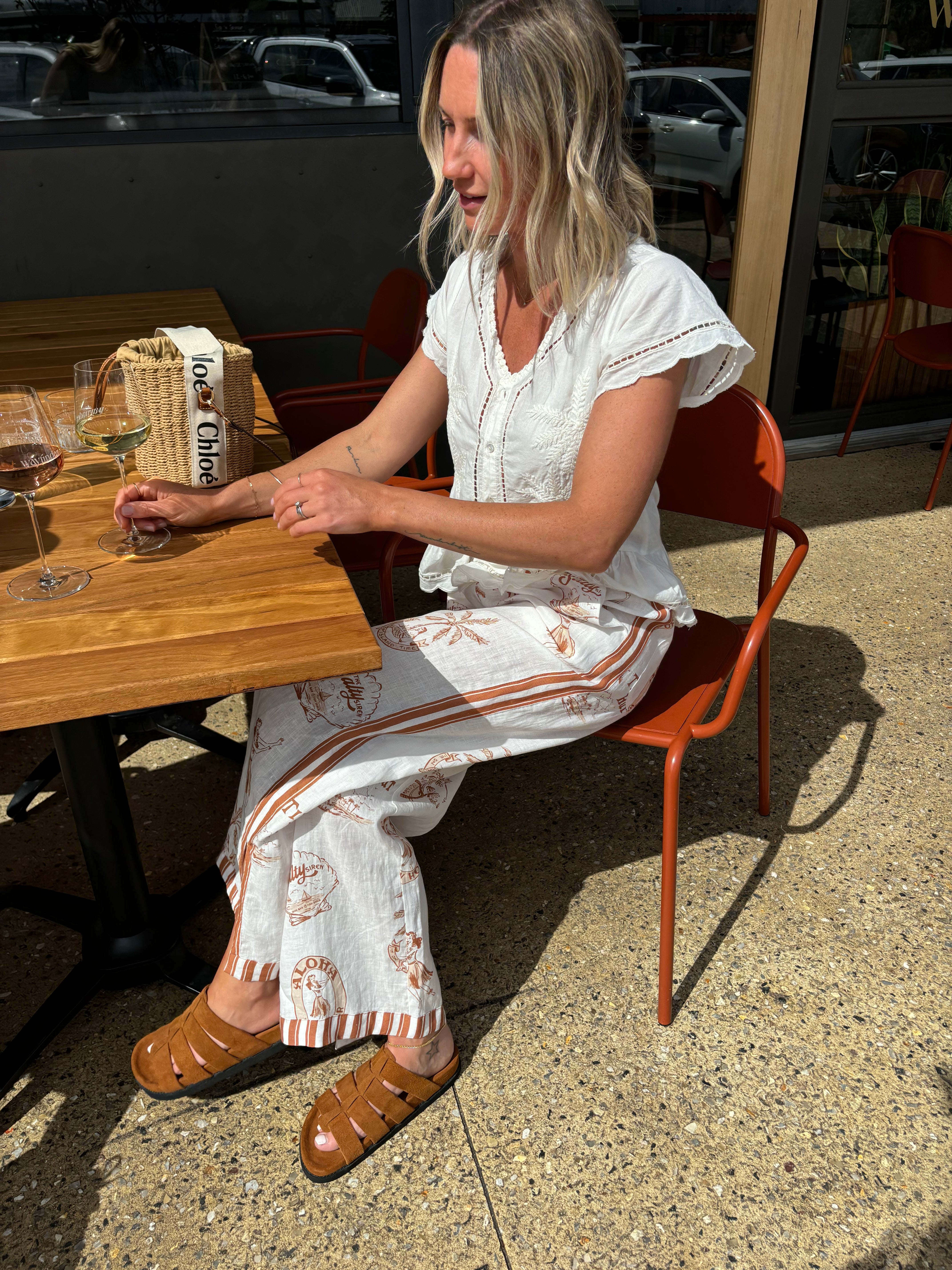 Palm Top ~ Embroidered White