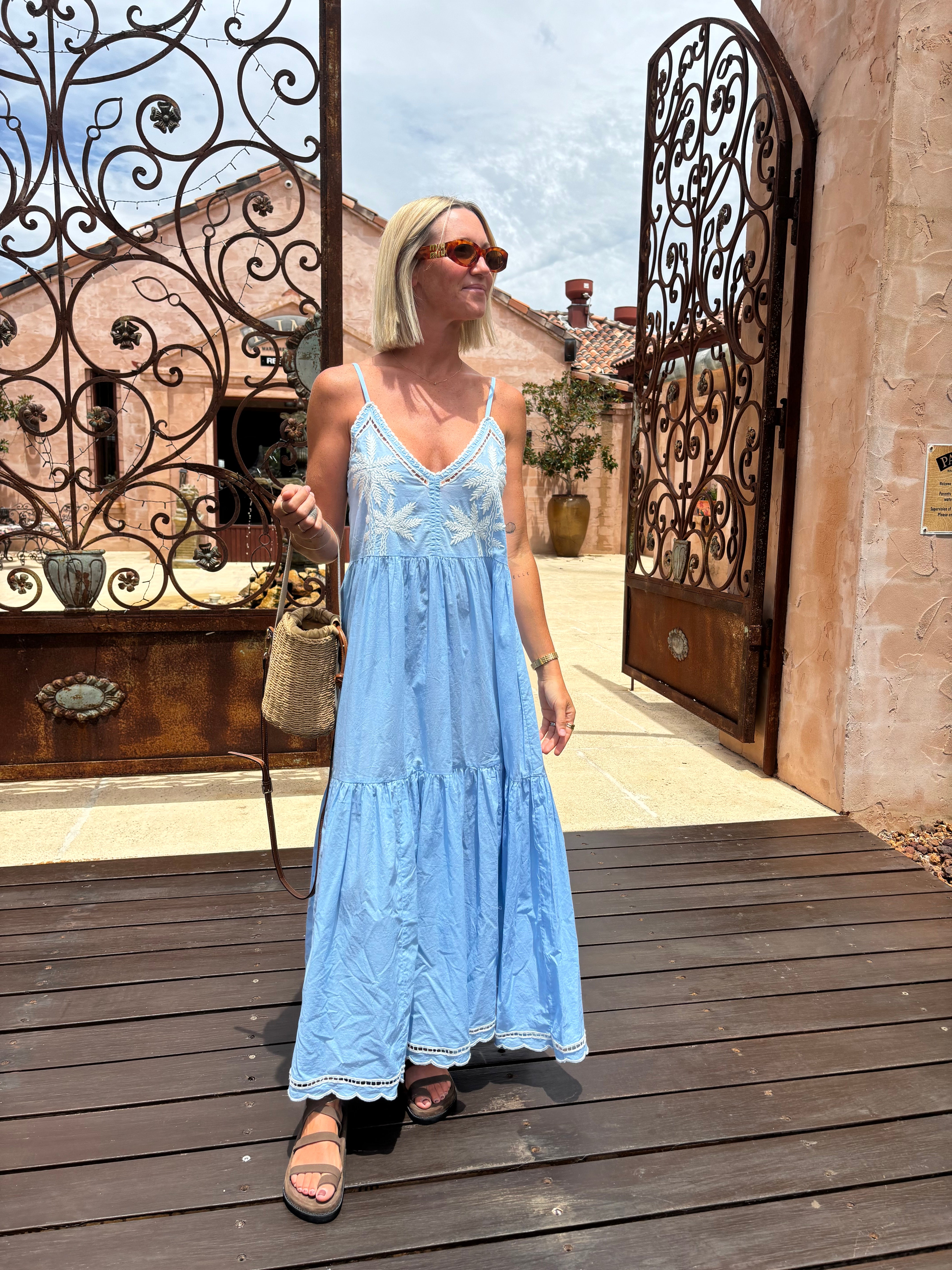 Palm Maxi ~ Embroidered Sky