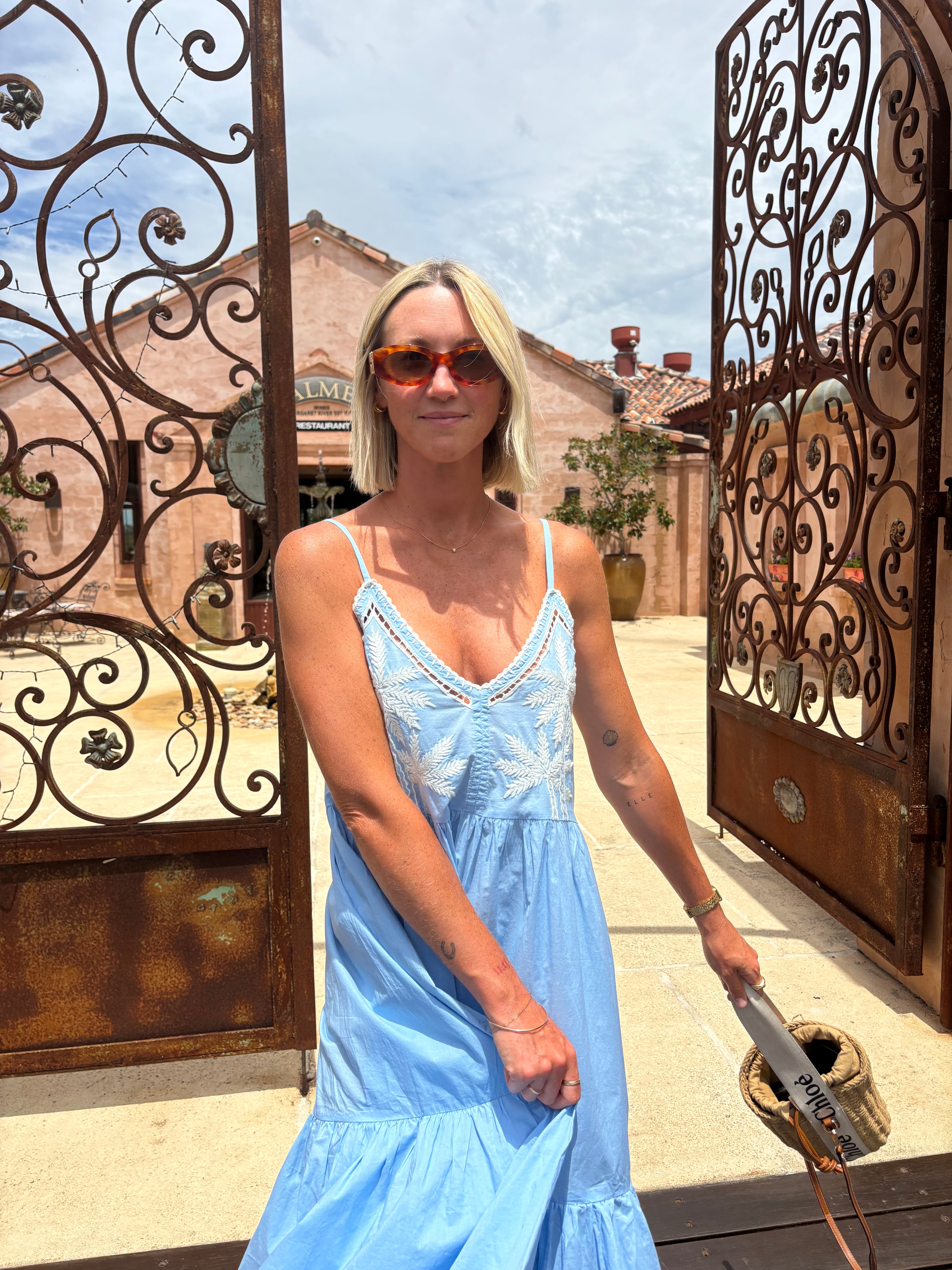 Palm Maxi ~ Embroidered Sky