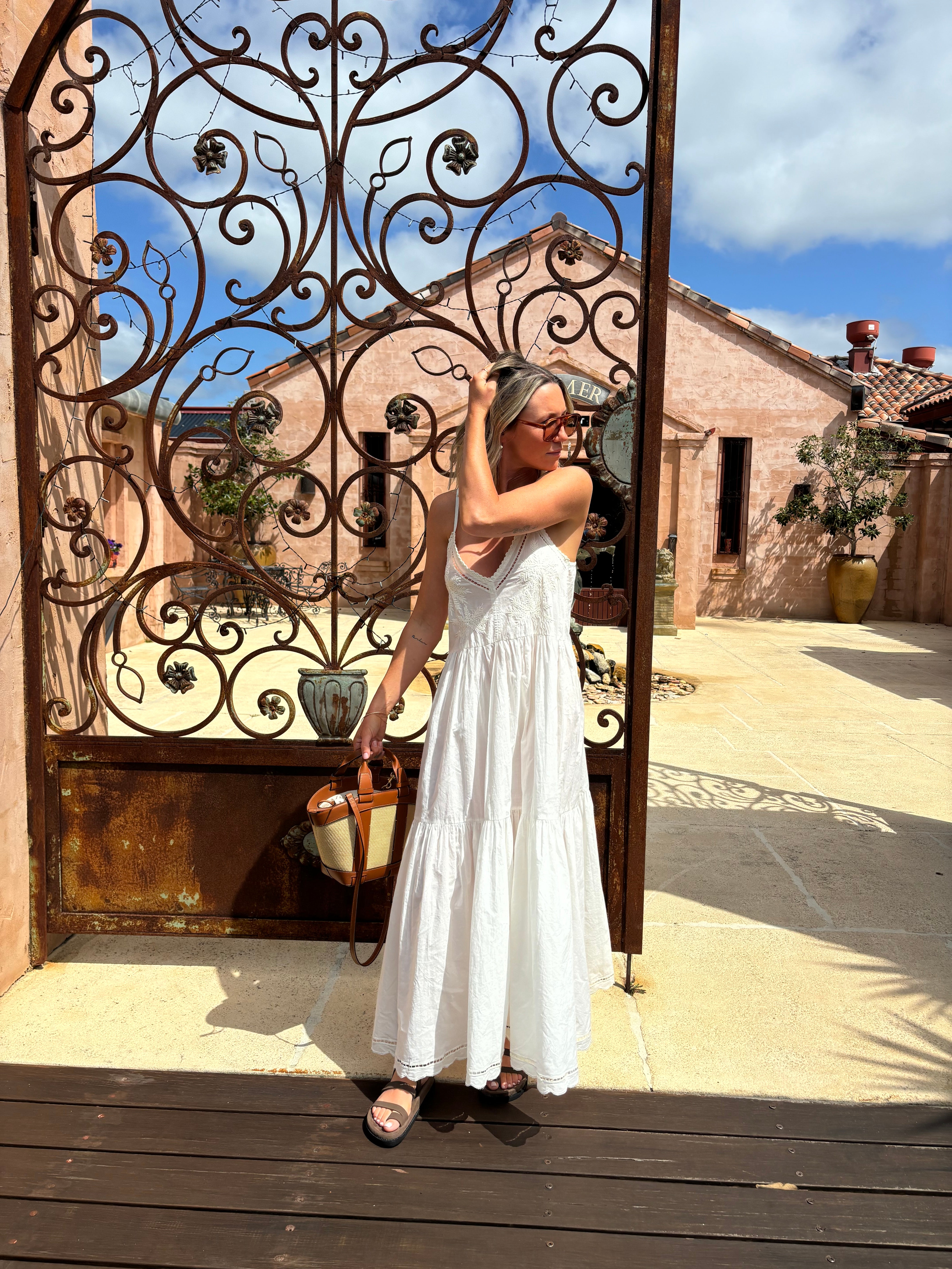 Palm Maxi - Embroidered White