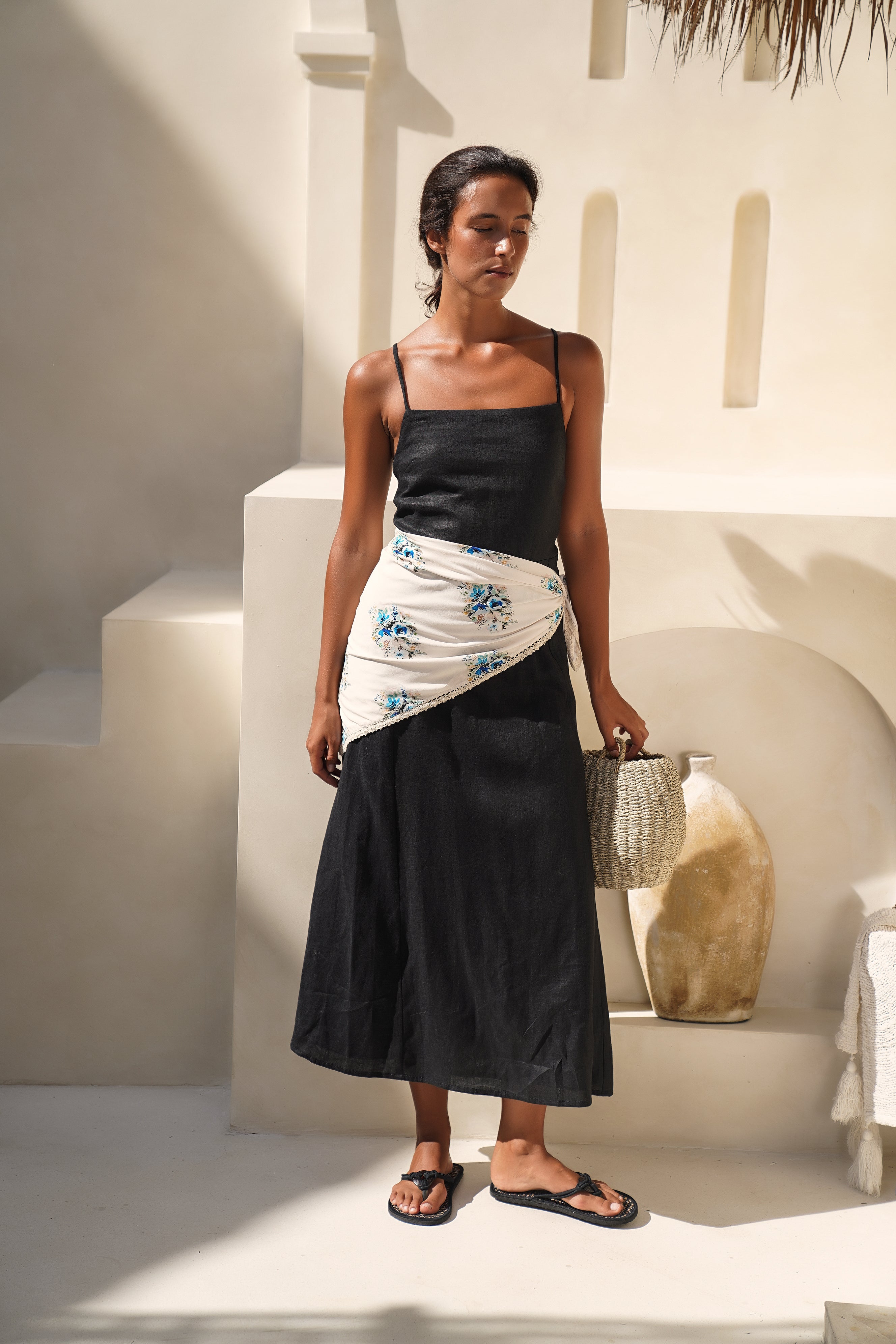 Rue Linen Maxi Dress - Black