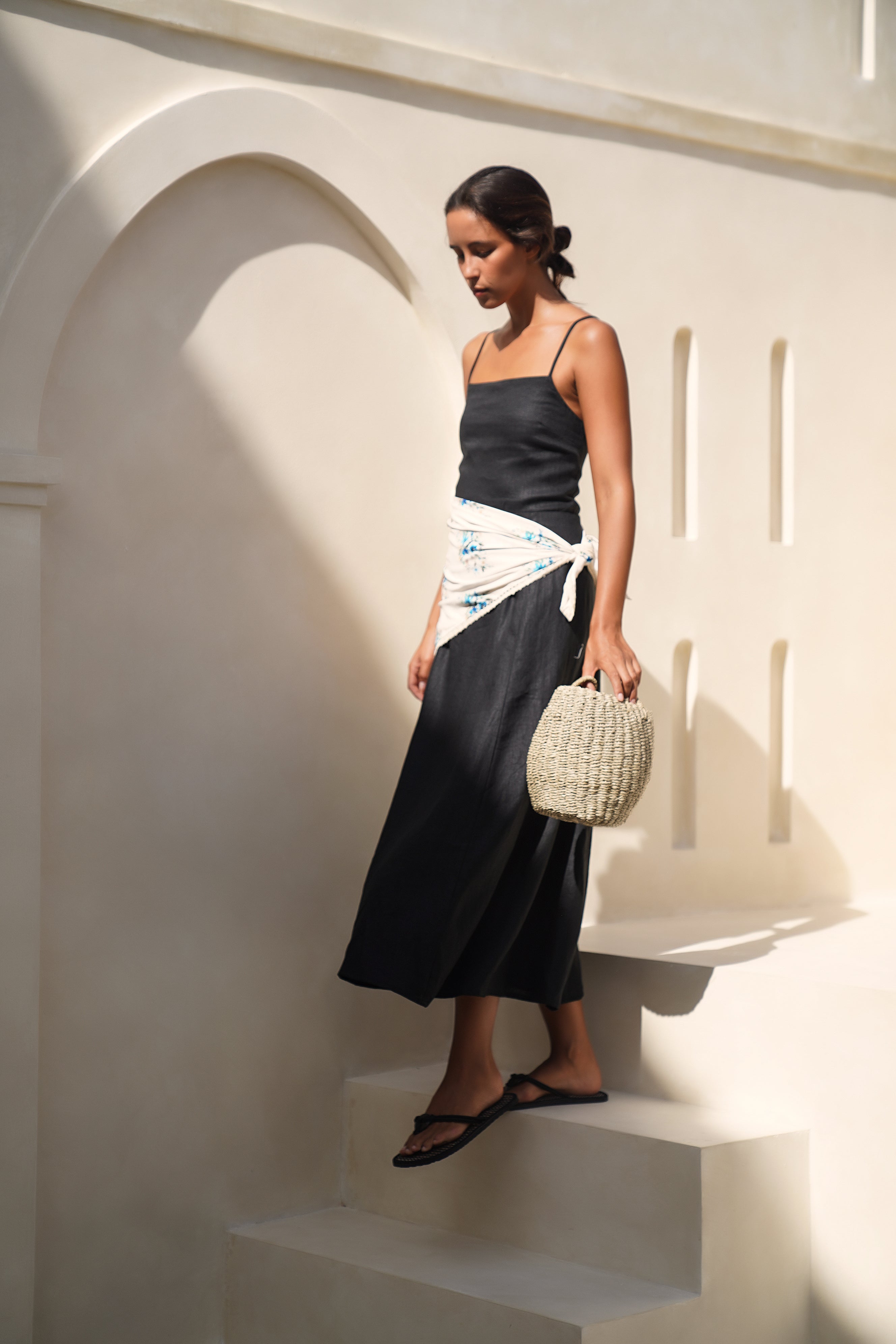 Rue Linen Maxi Dress - Black