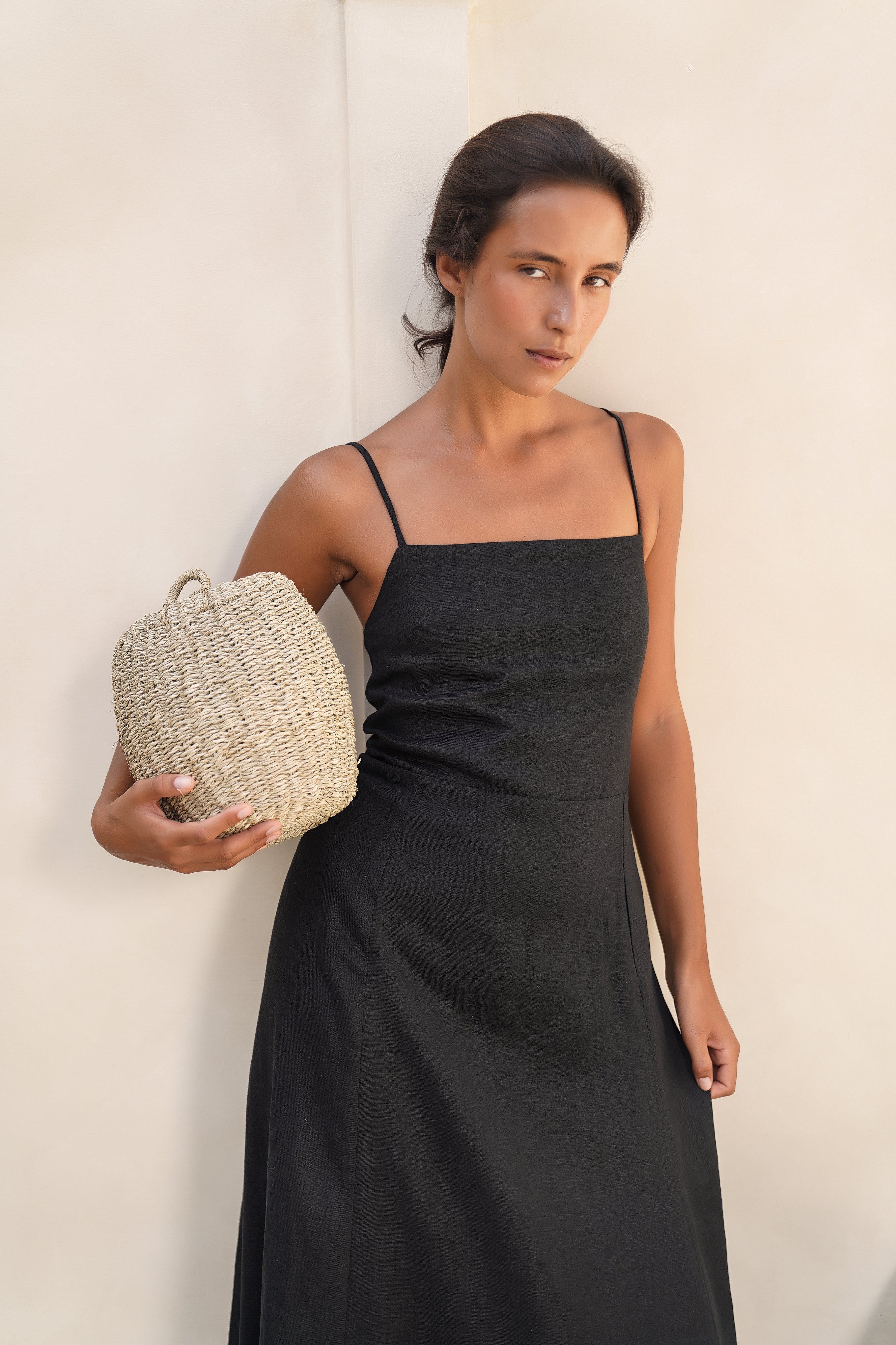 Rue Linen Maxi Dress - Black