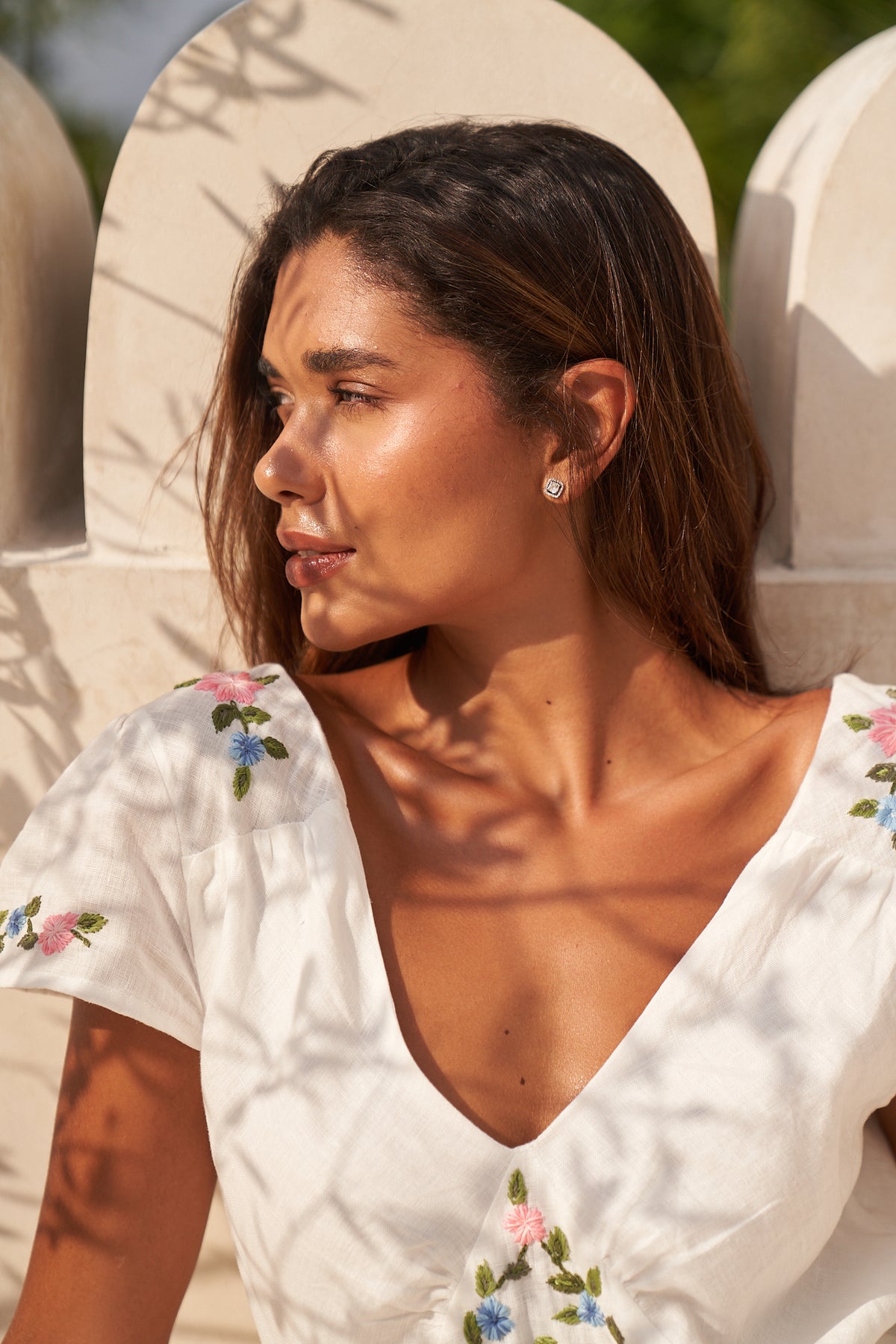 Soleia Midi Dress - Off White - Flower Bed