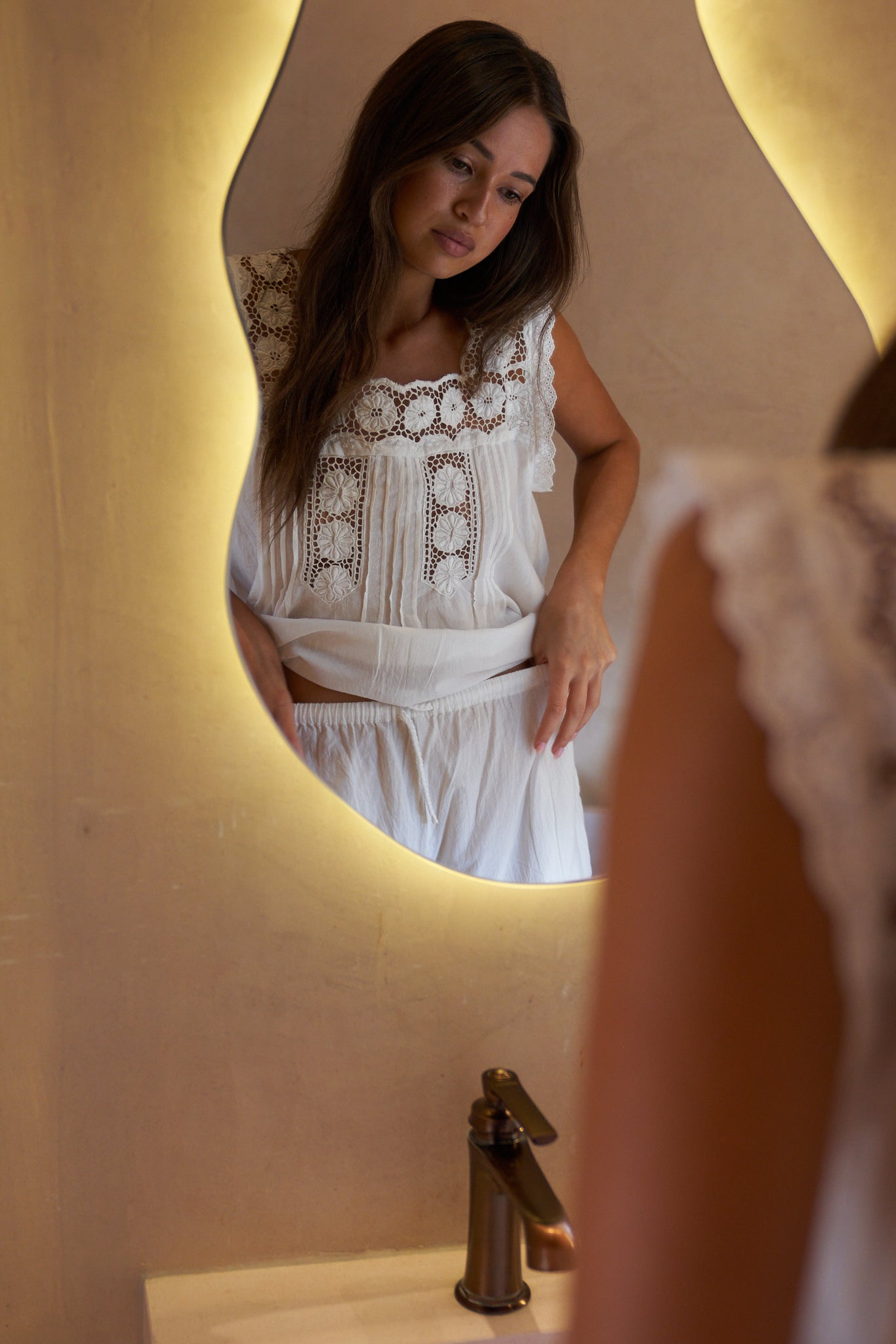 Daisy Shorts ~ White Cotton Embroidered