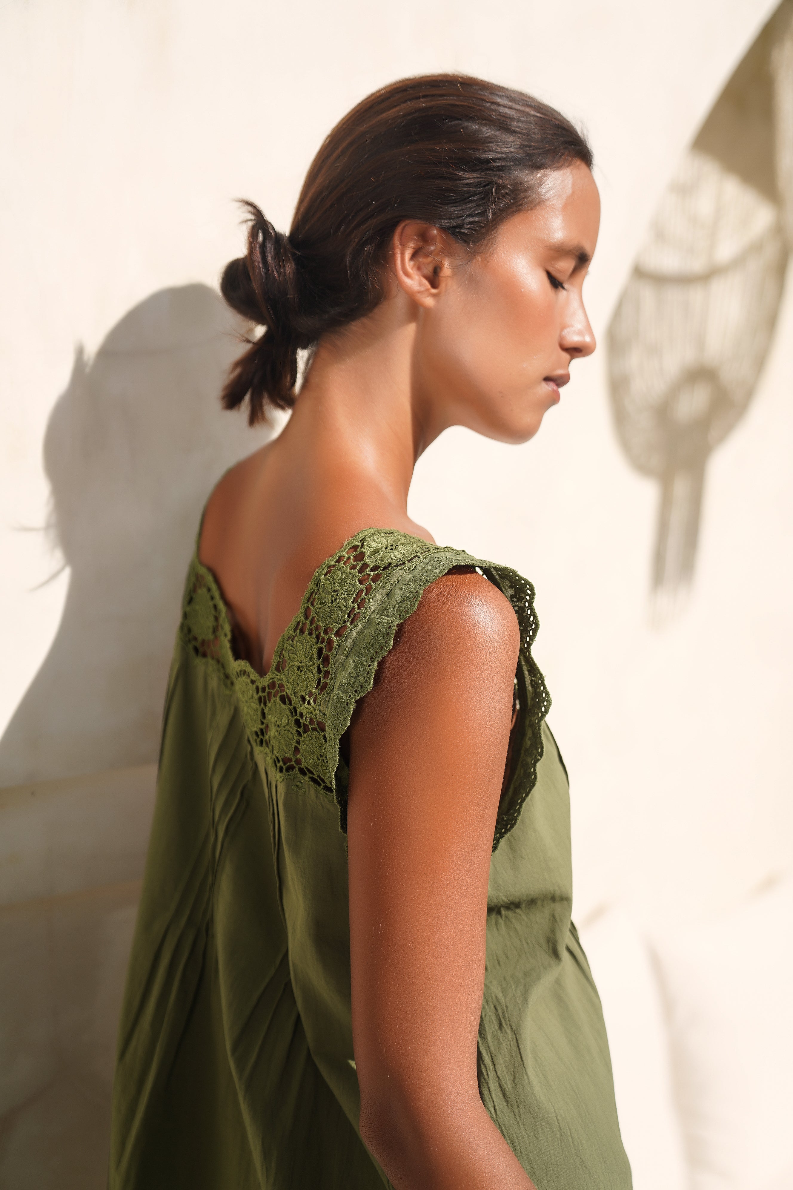 Daisy Mini - Olive Cotton Dress