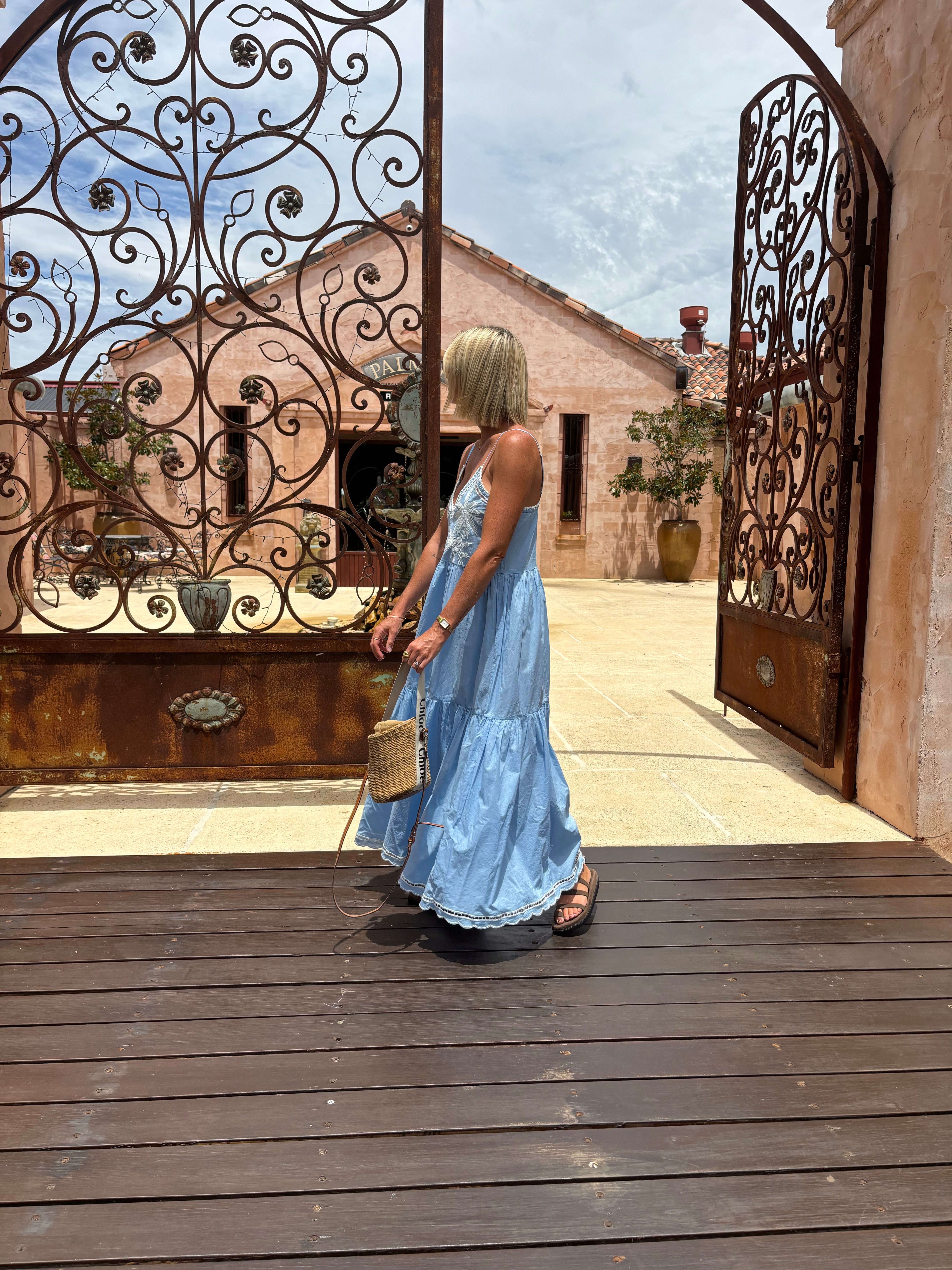 Palm Maxi ~ Embroidered Sky