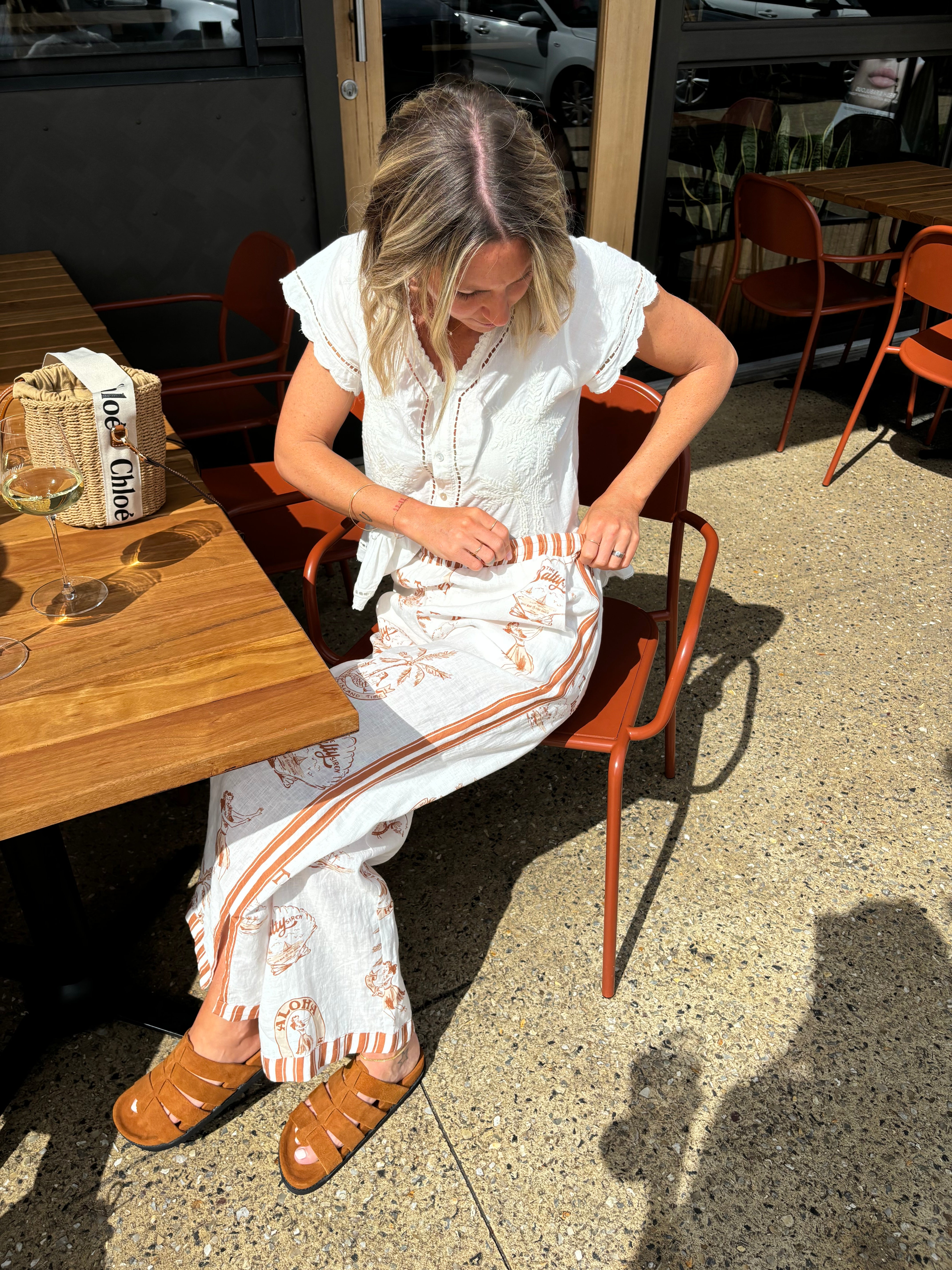 Palm Top ~ Embroidered White