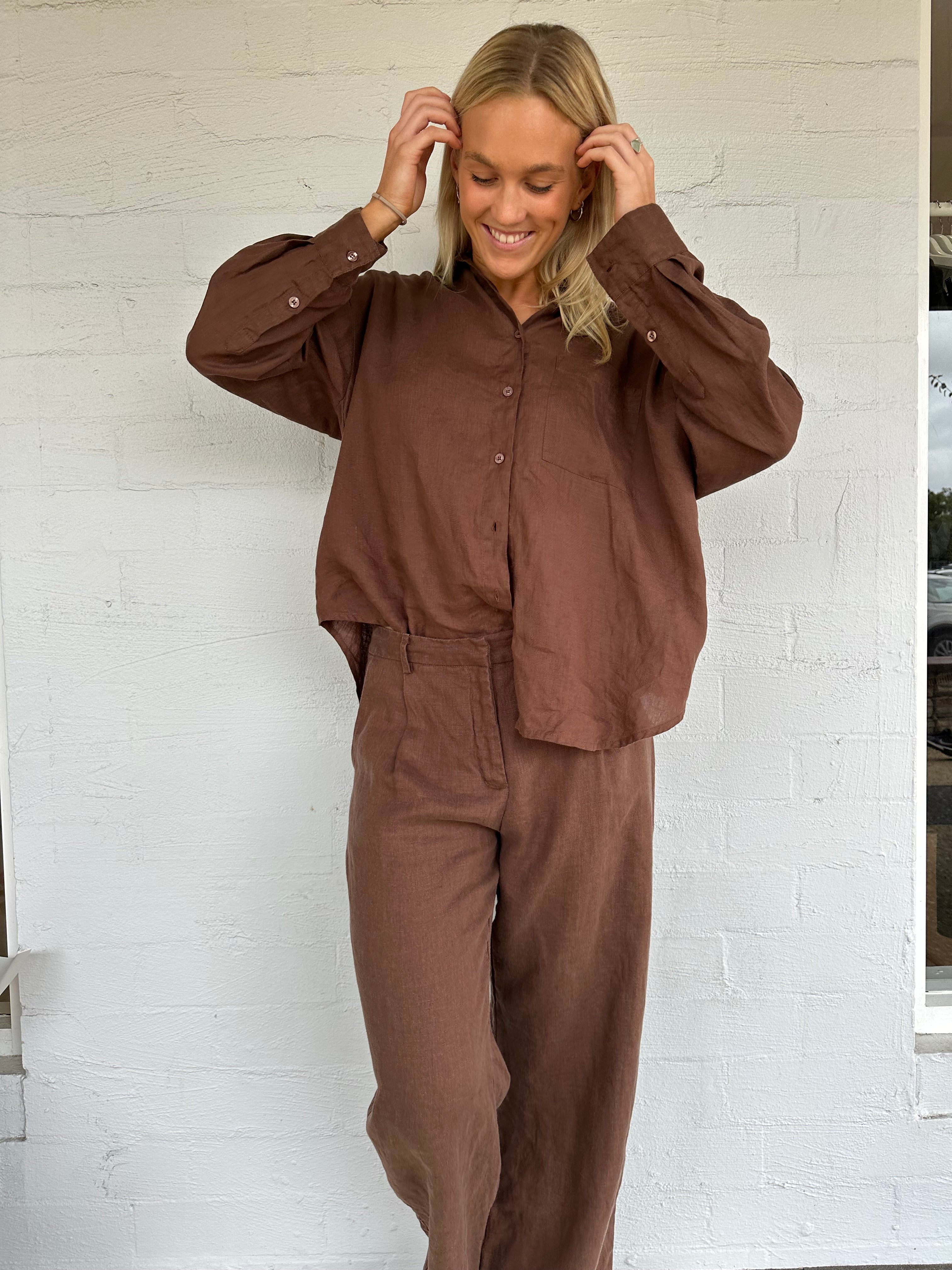 Daily Shirt - Chocolate Linen