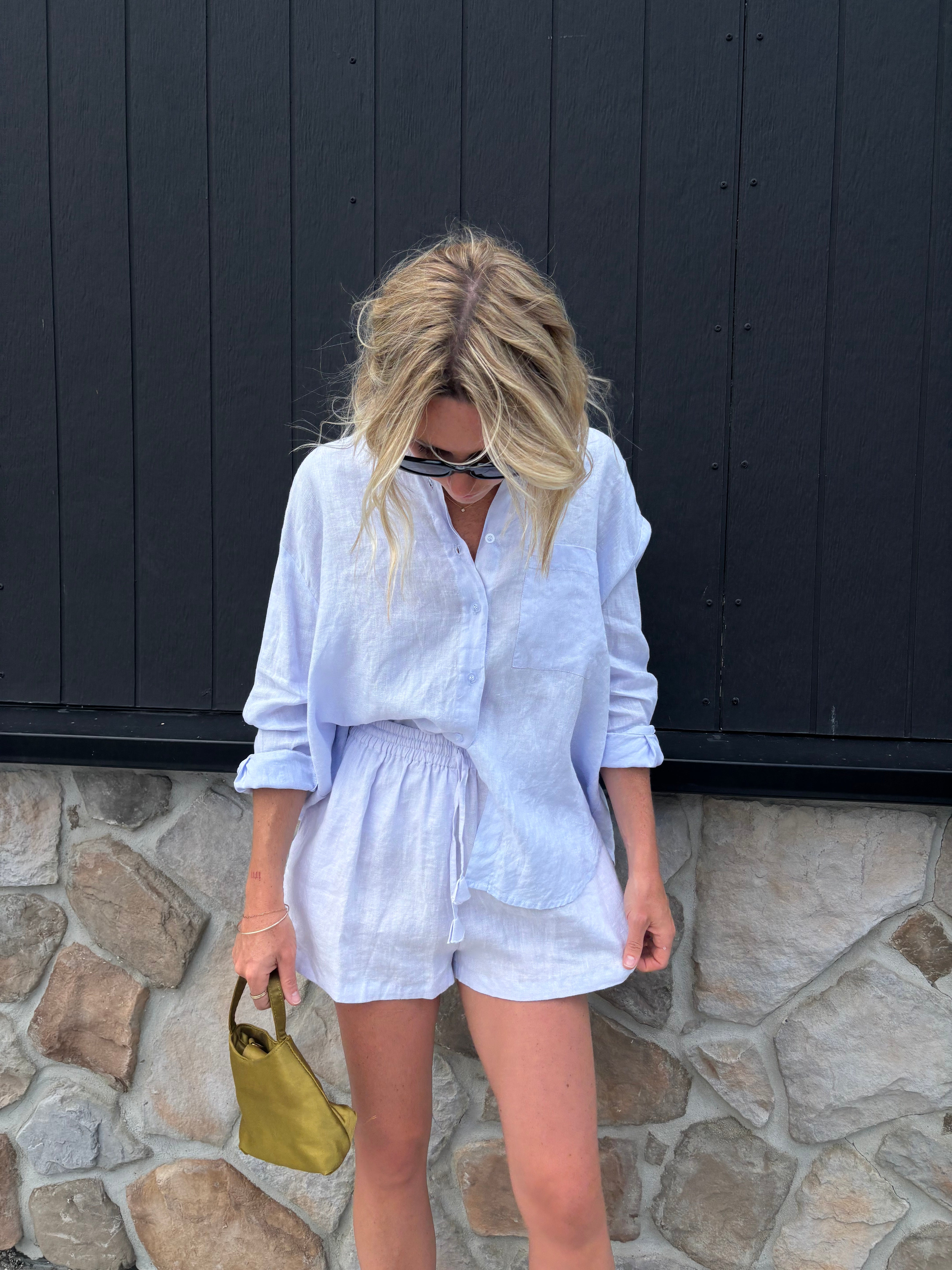 Daily Shirt ~ Powder Blue Linen