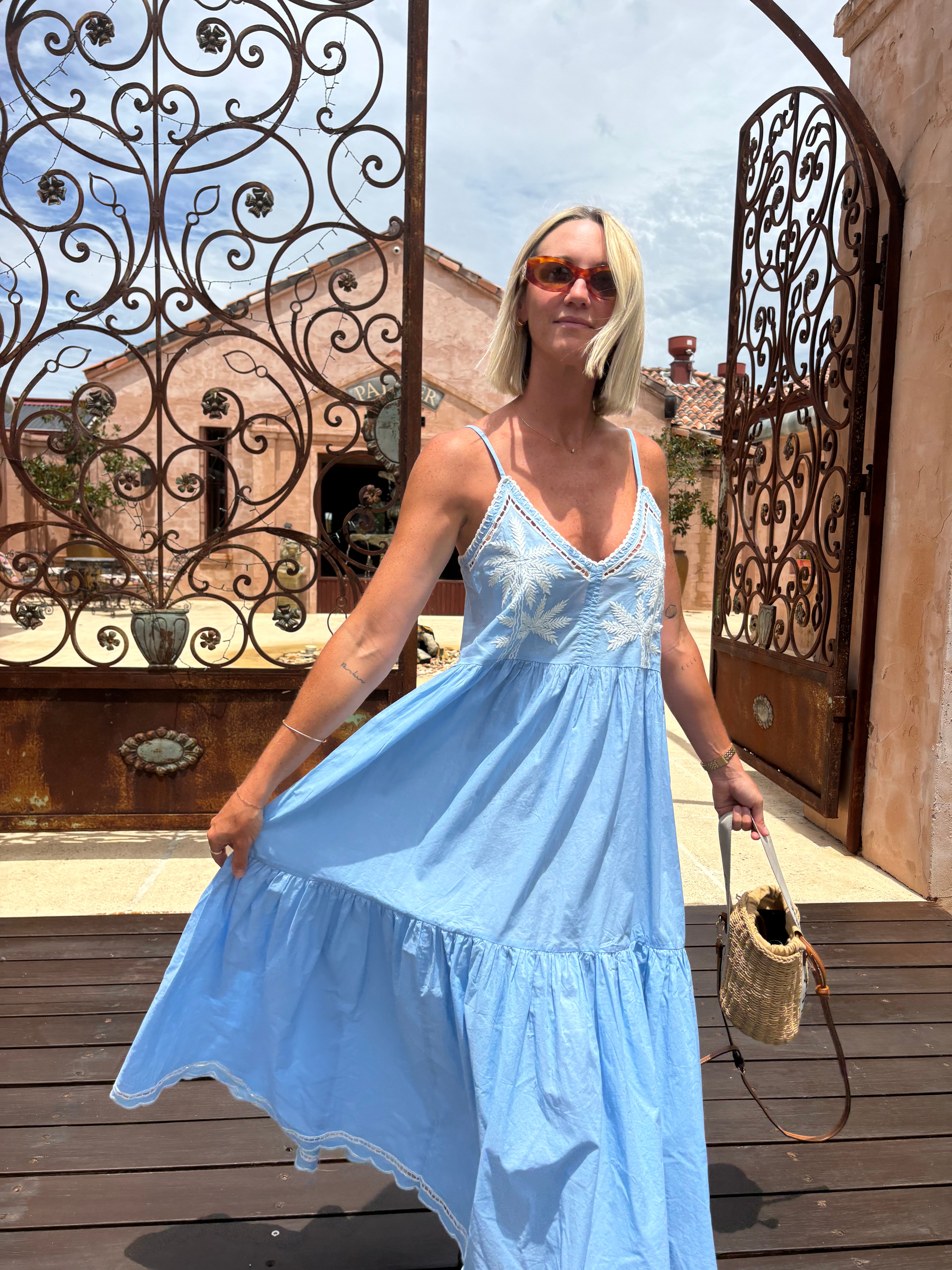 Palm Maxi ~ Embroidered Sky