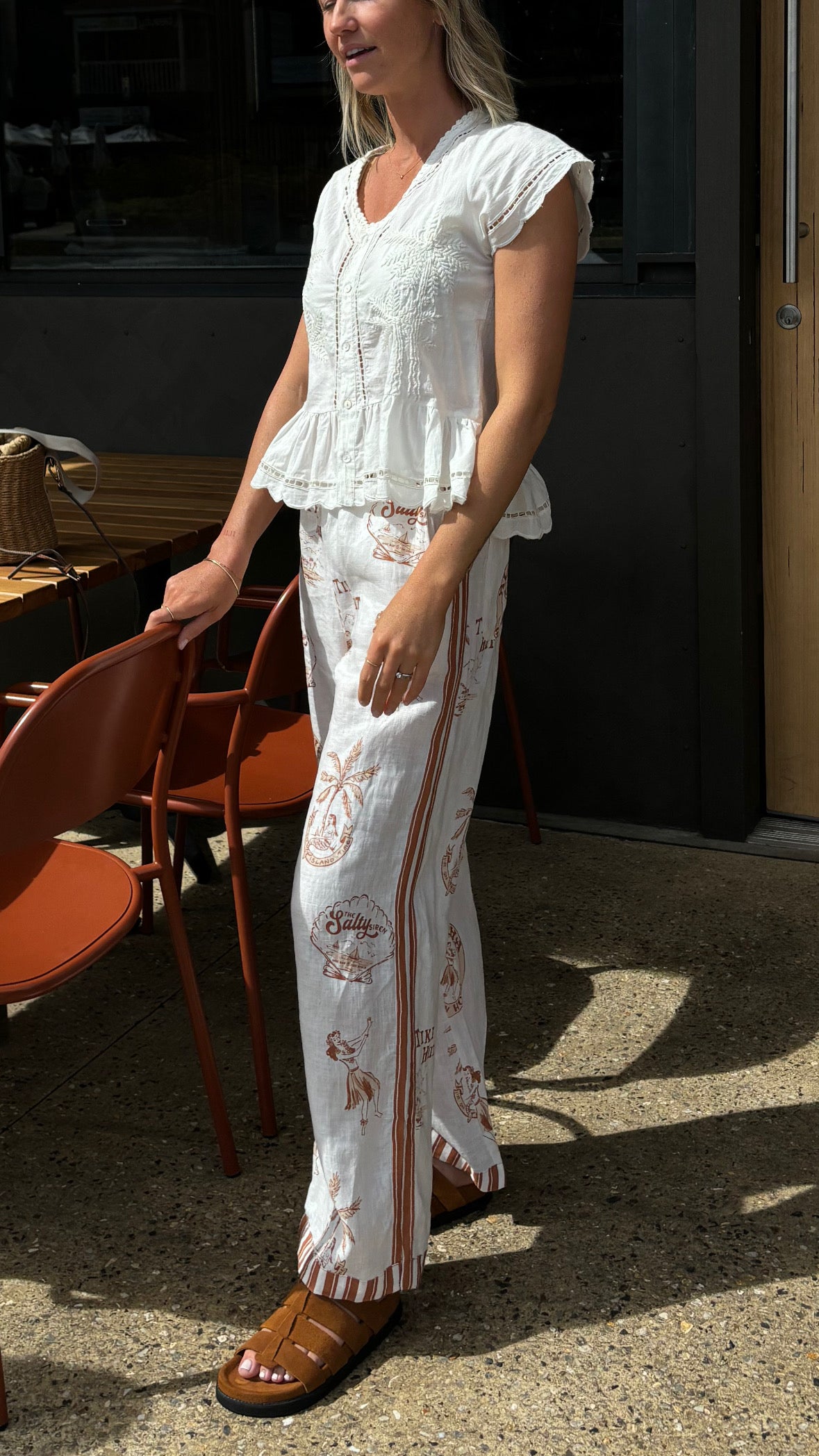 Palm Top ~ Embroidered White