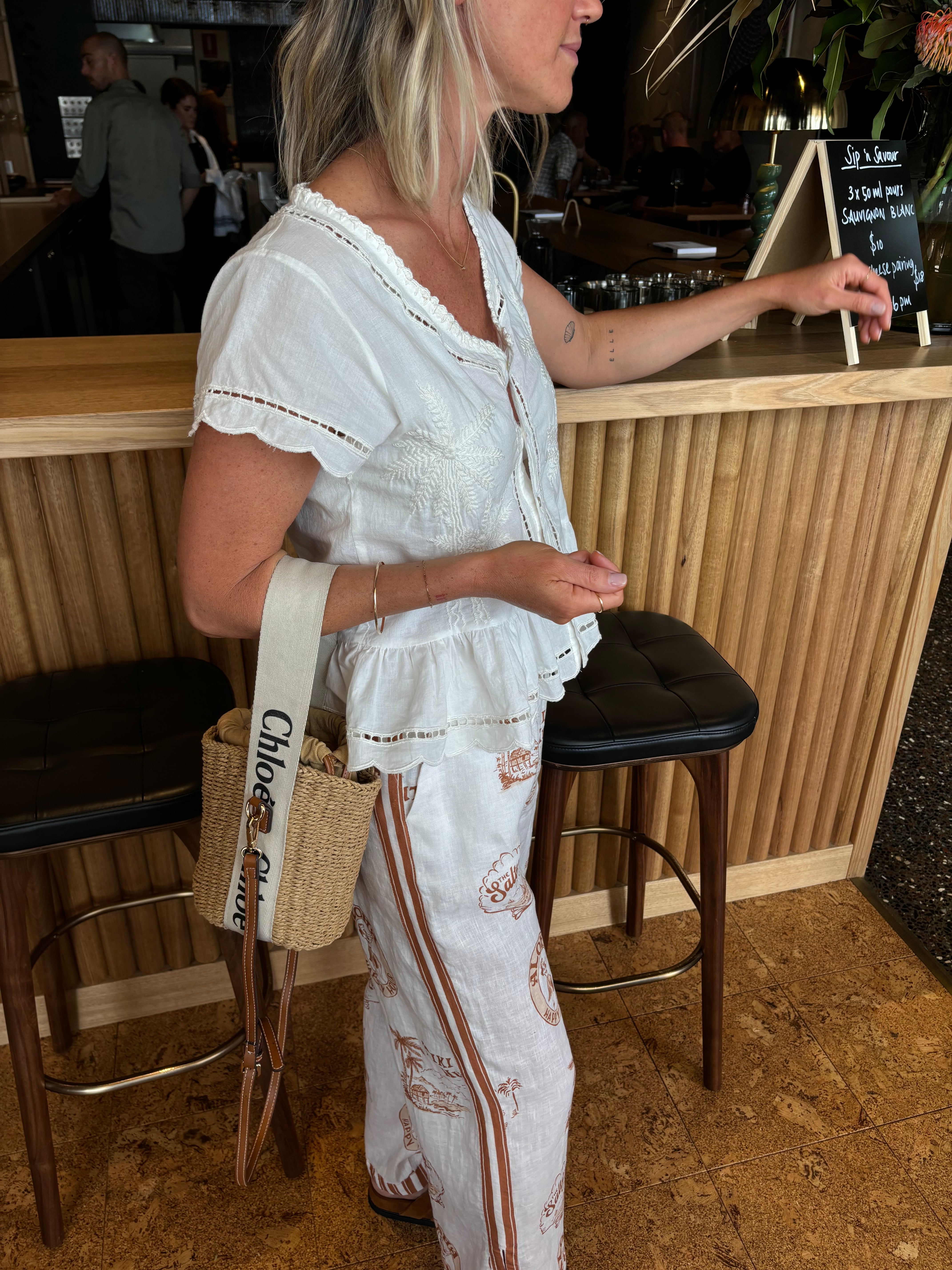 Palm Top ~ Embroidered White