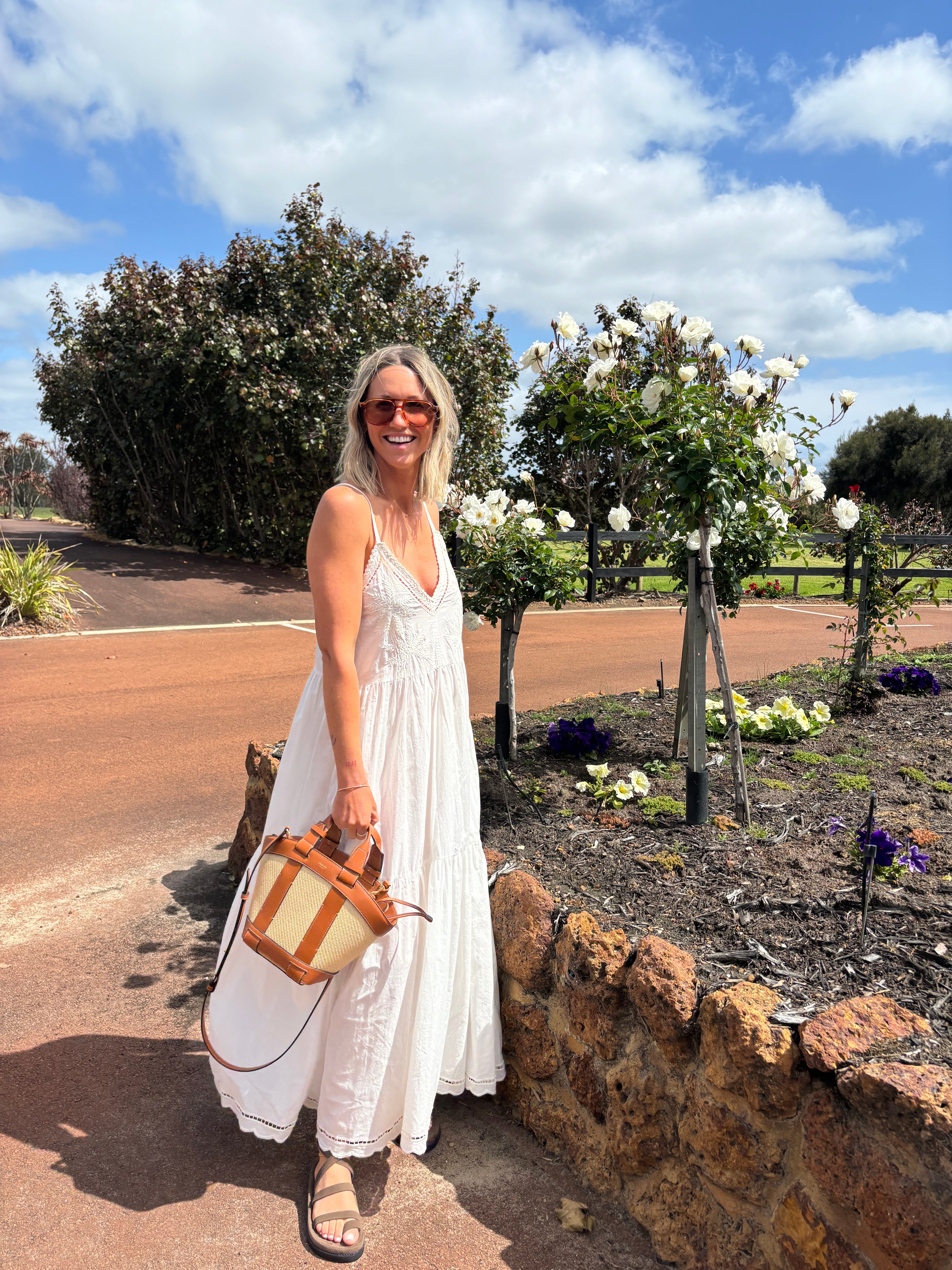 Palm Maxi - Embroidered White