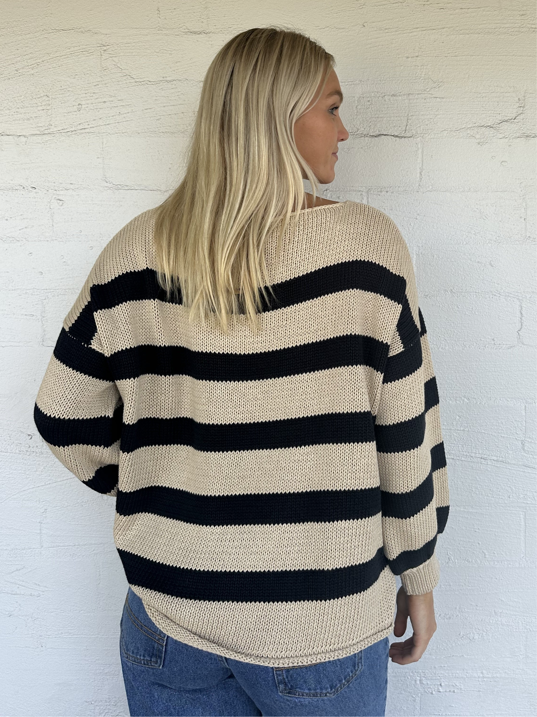 Lenny Jumper Sand/Navy Stripe