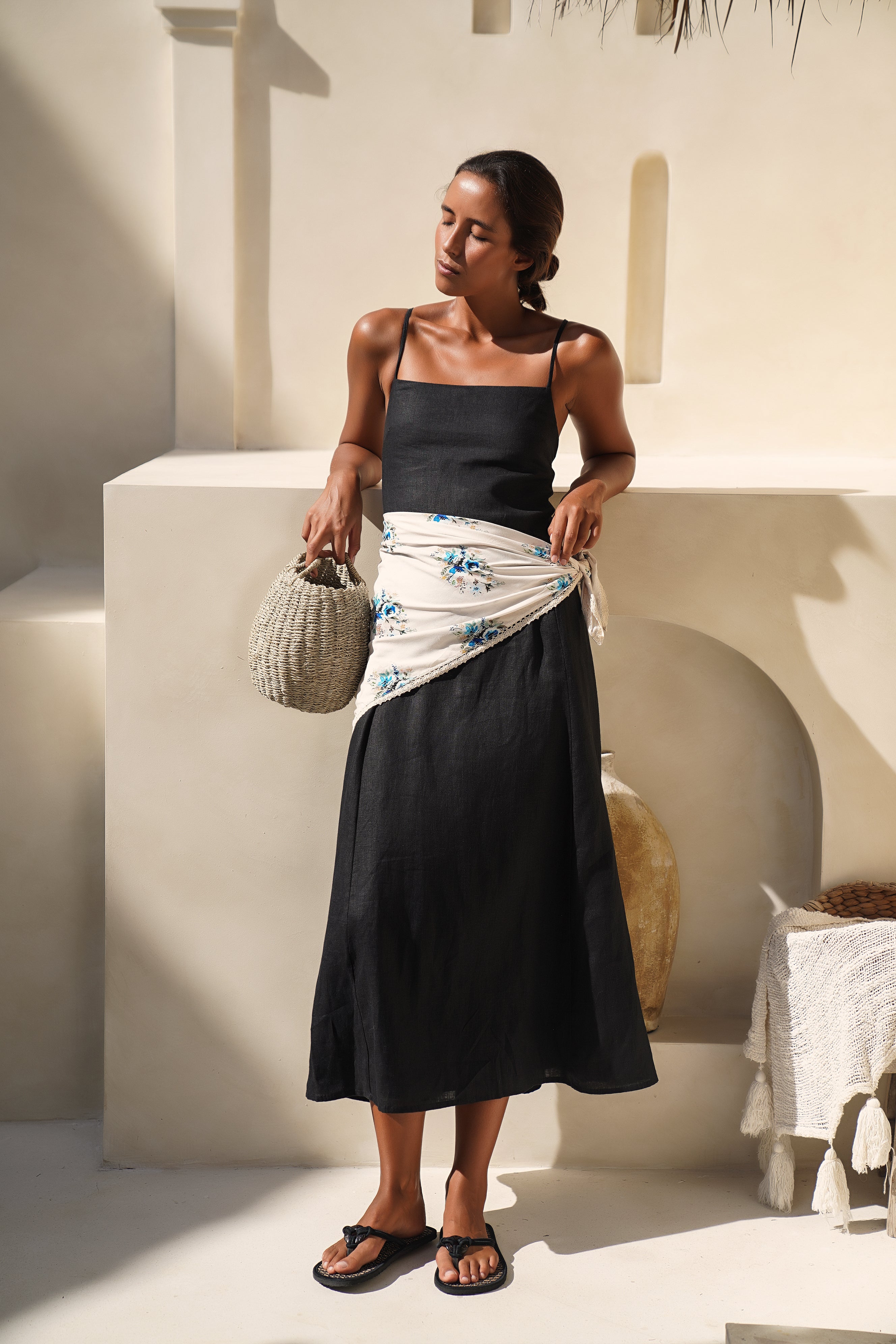 Rue Linen Maxi Dress - Black
