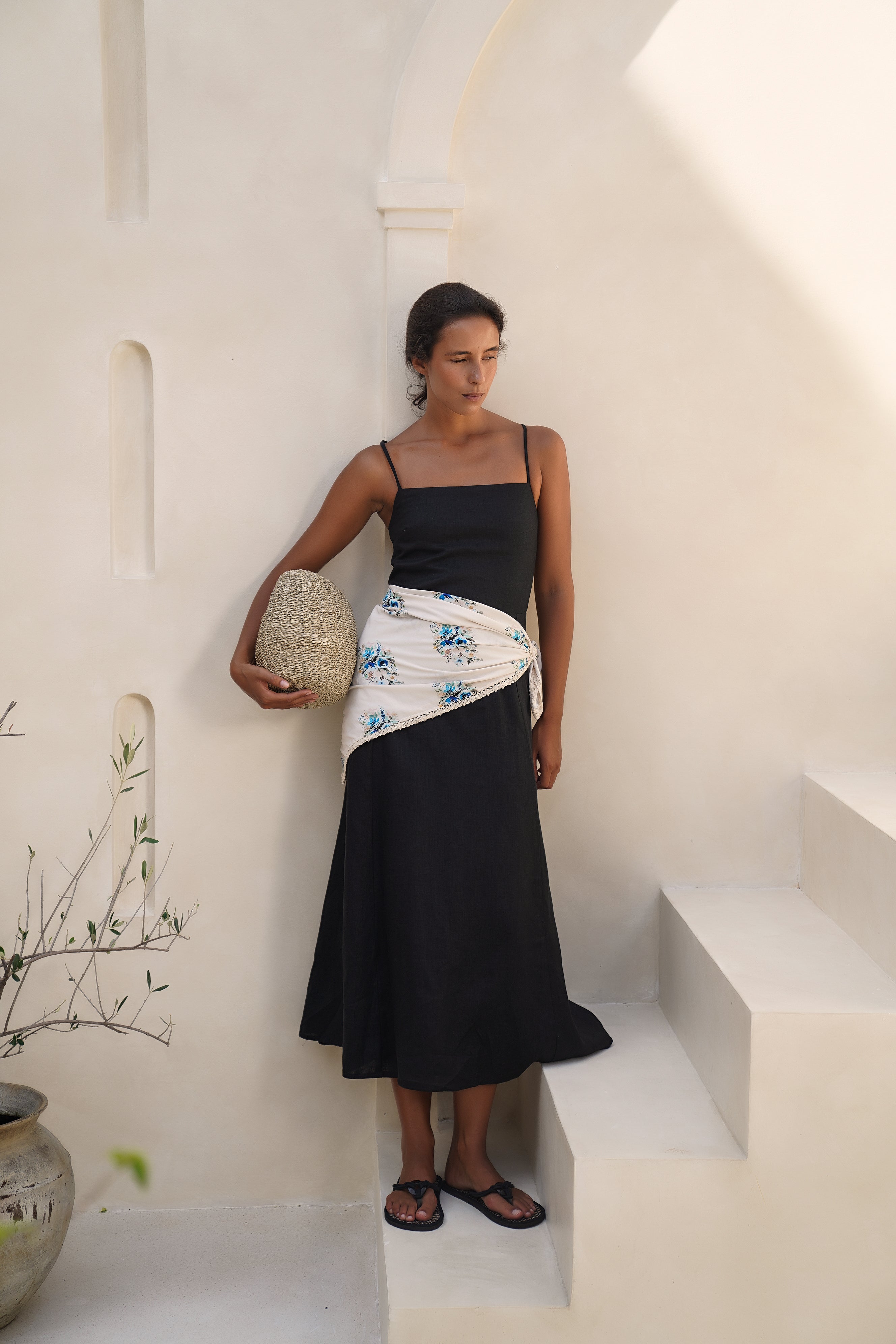 Rue Linen Maxi Dress - Black