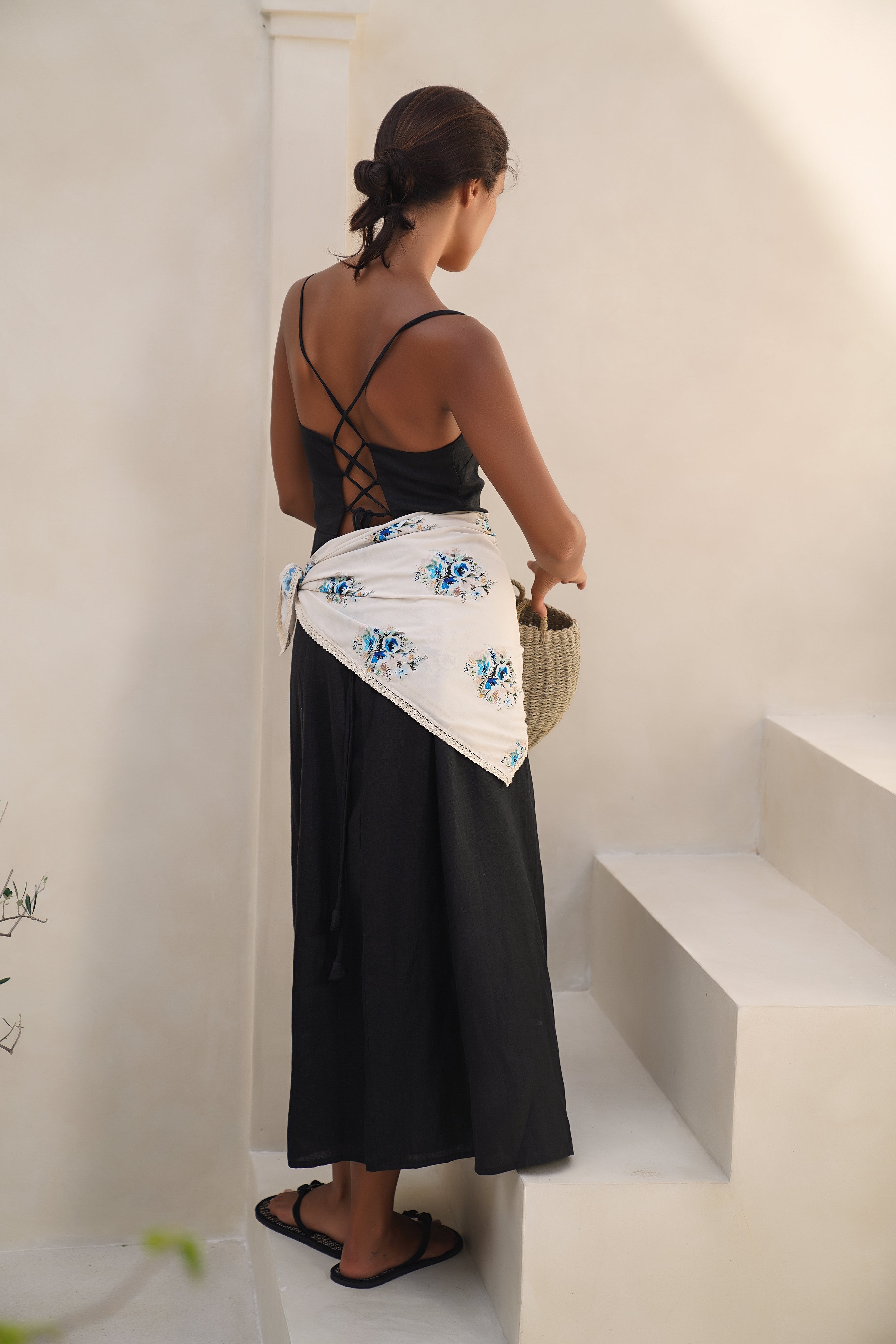 Rue Linen Maxi Dress - Black