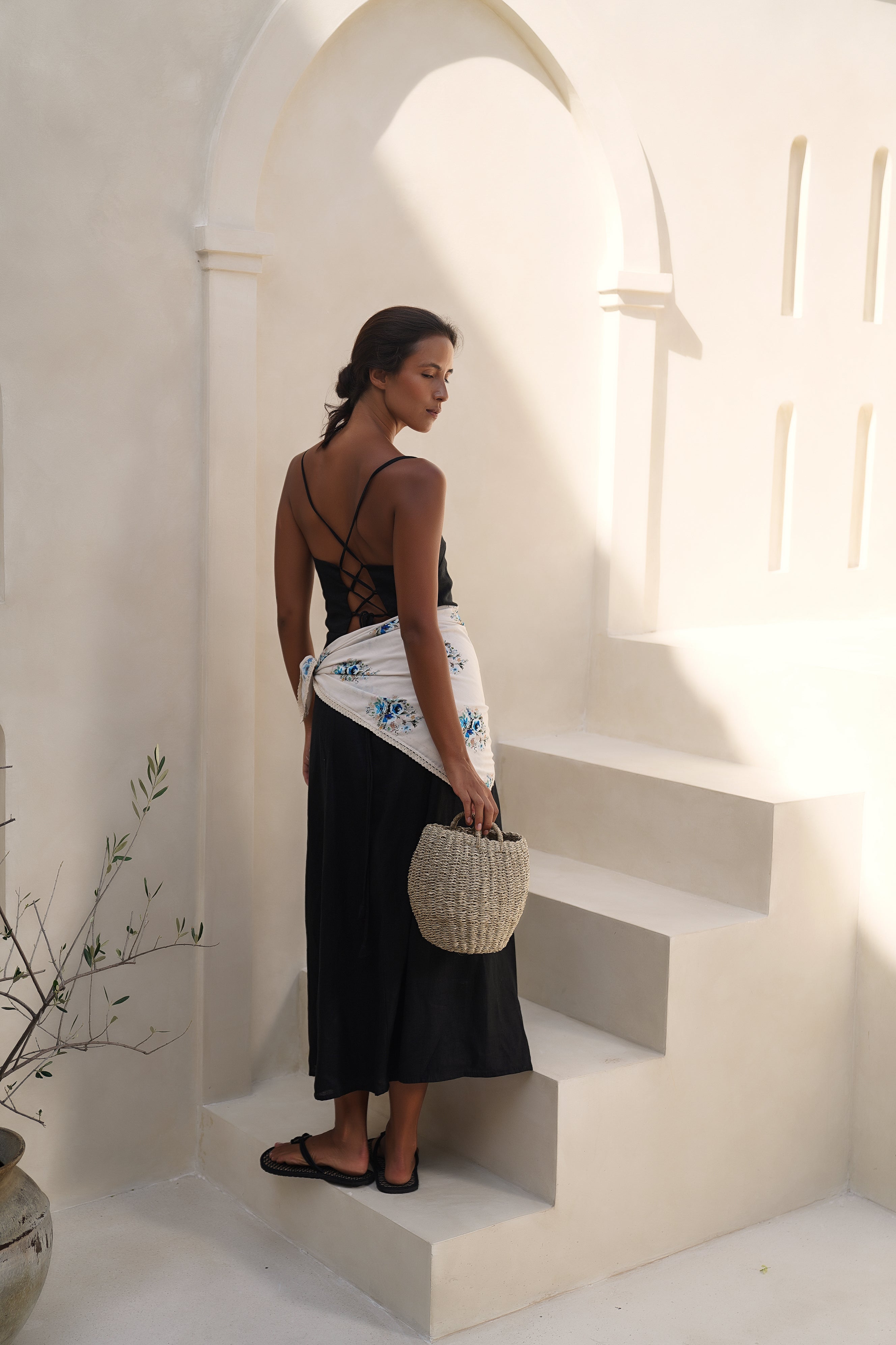 Rue Linen Maxi Dress - Black