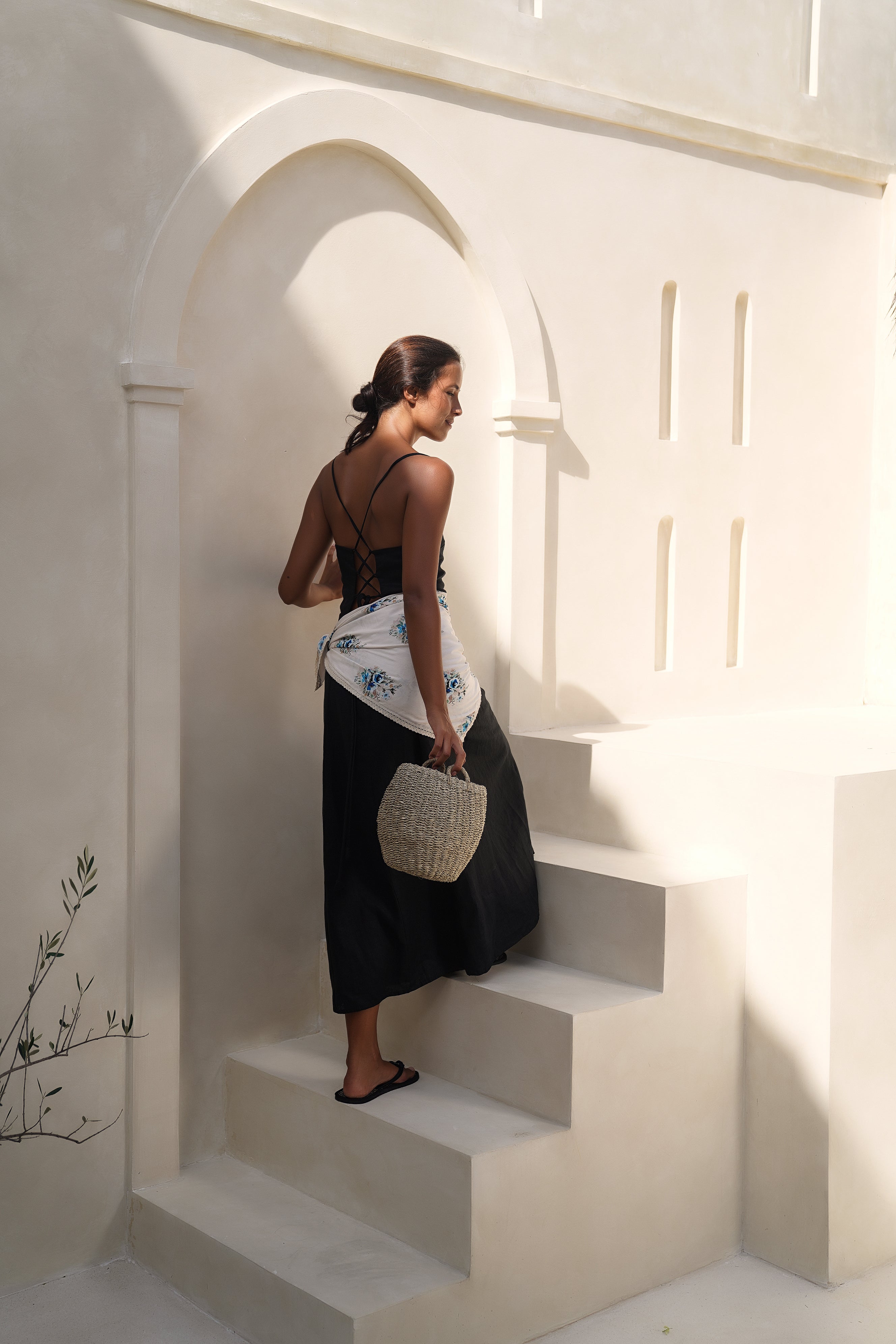 Rue Linen Maxi Dress - Black