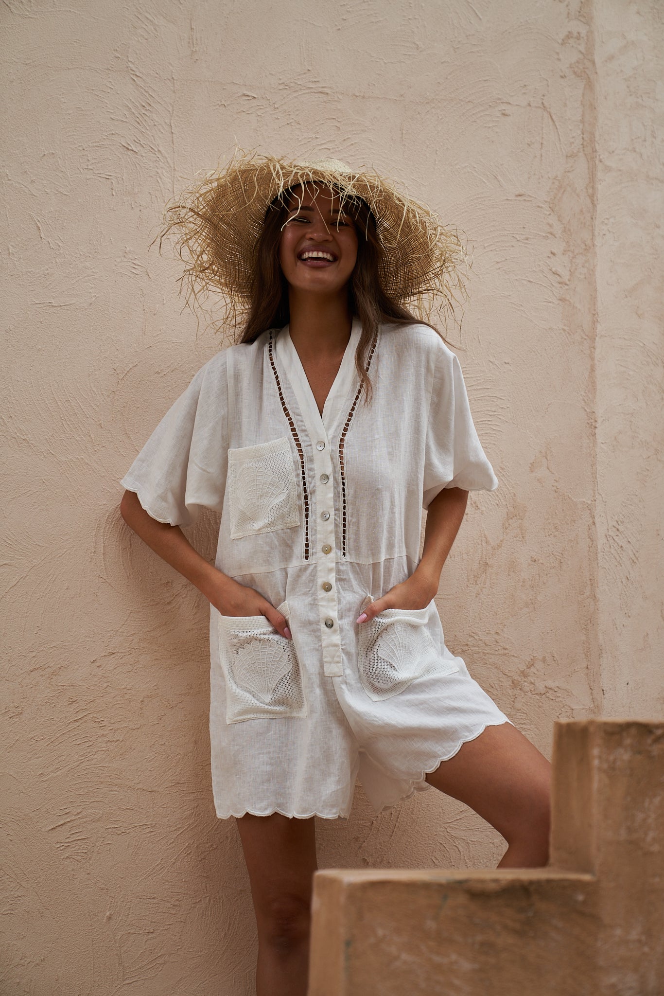 Bay Romper ~ White