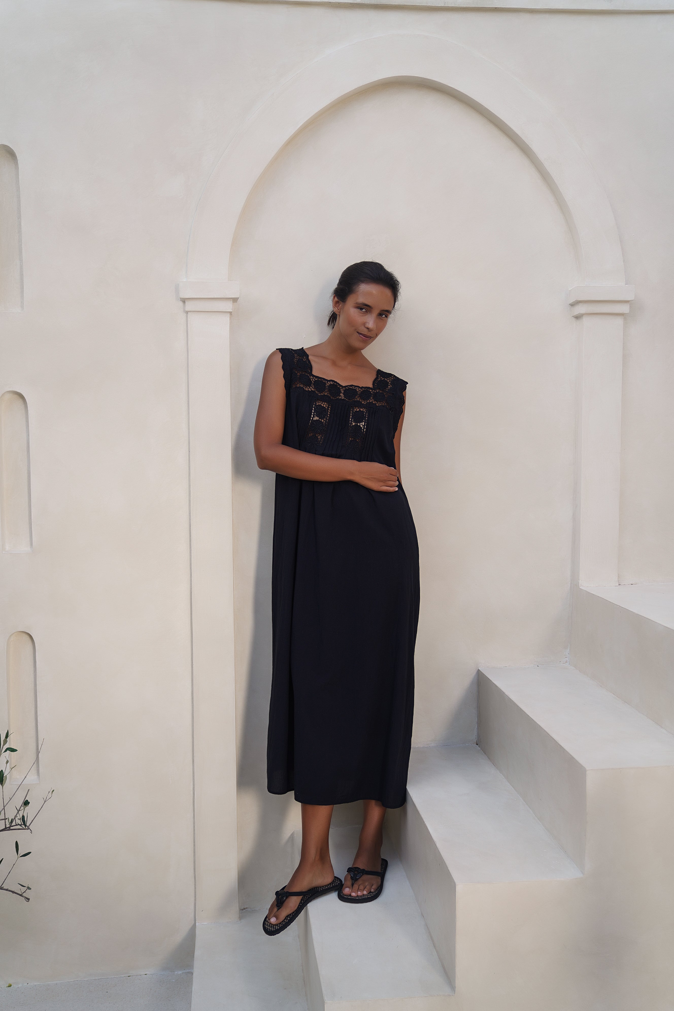 Daisy Gown ~ Black Cotton Maxi